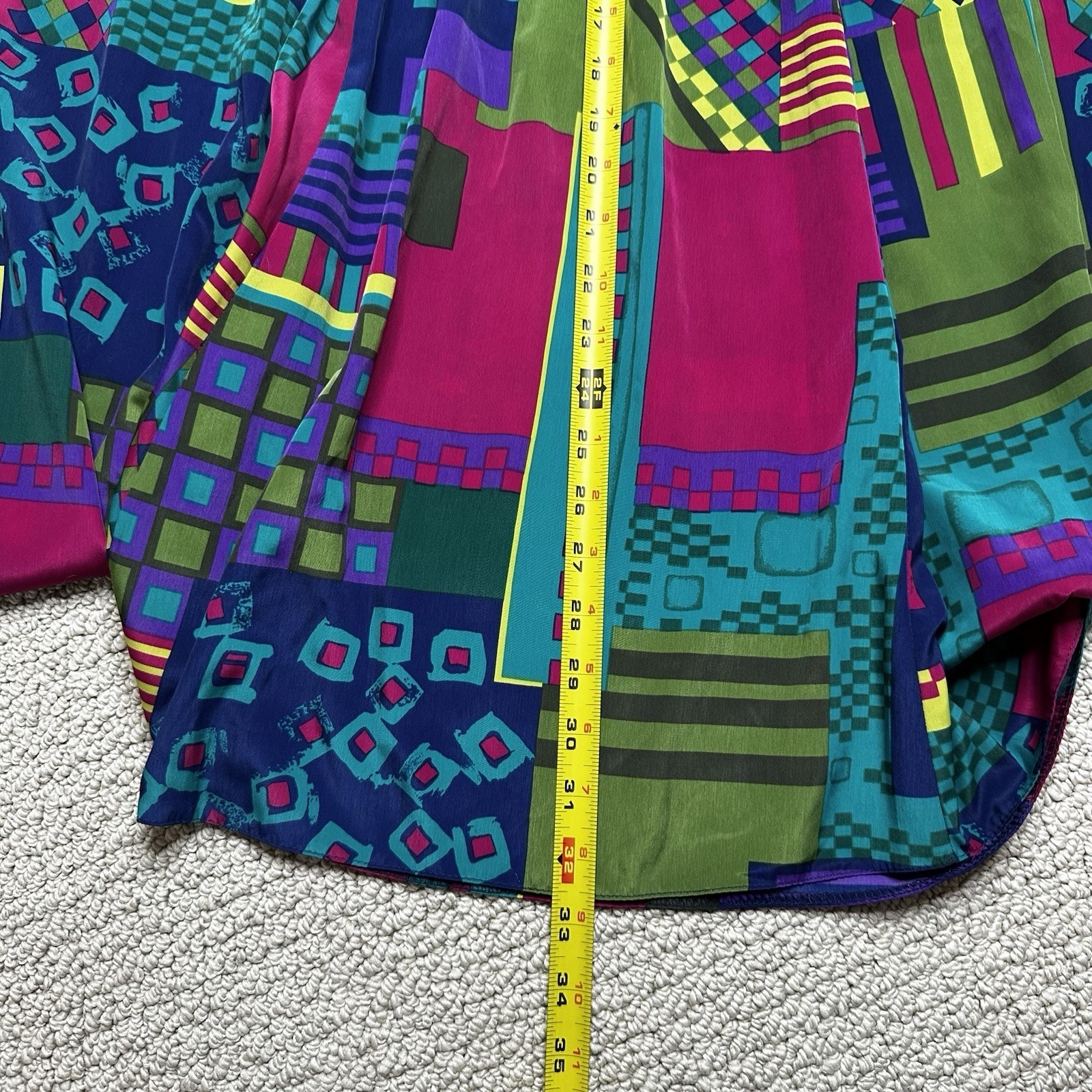 Jo Hardin Womens VTG Geometric Patchwork Maxi Skirt Multi Color Elastic Waist