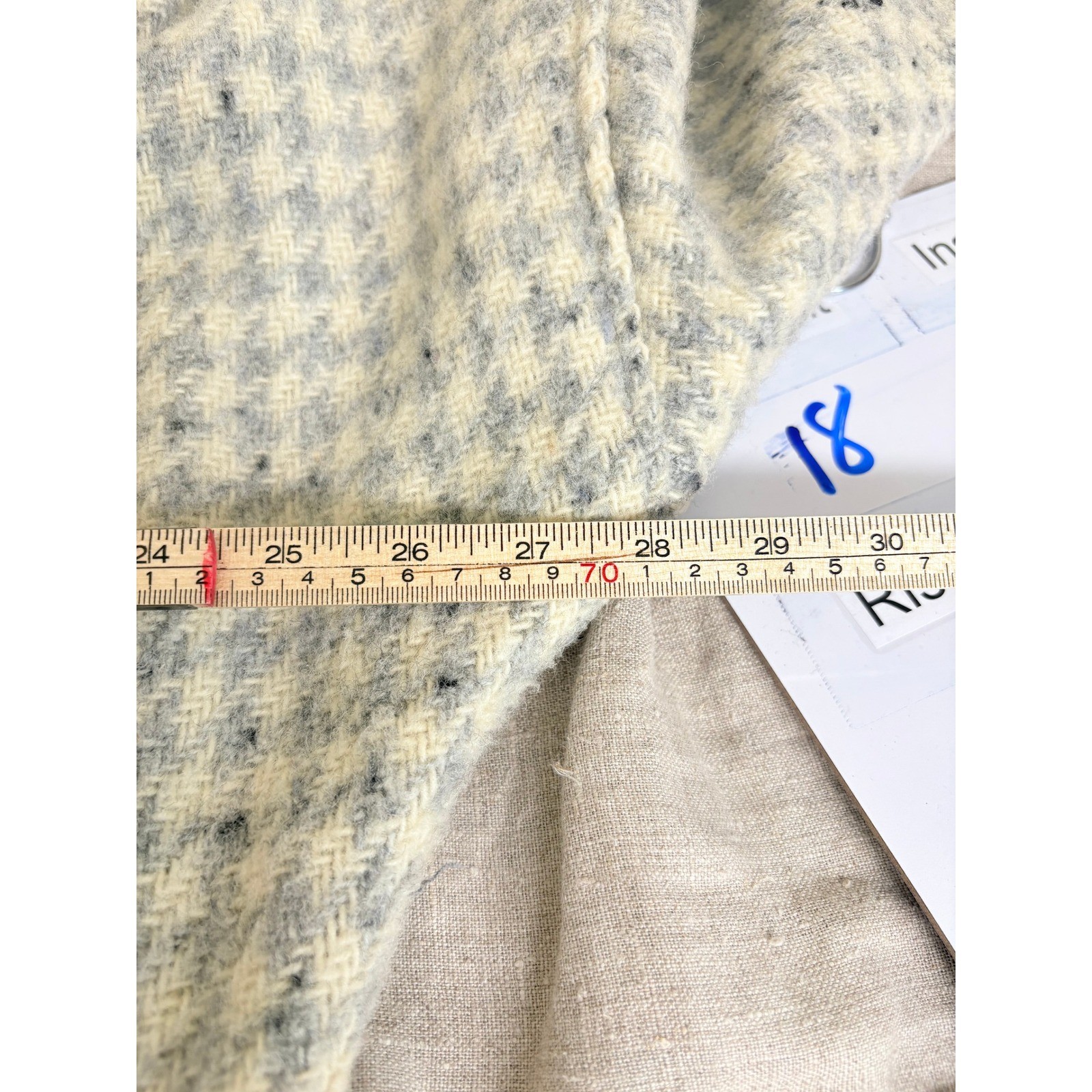 Vintage Trilogi Pure Wool Houndstooth Coat Double Breasted Shawl Collar USA Made