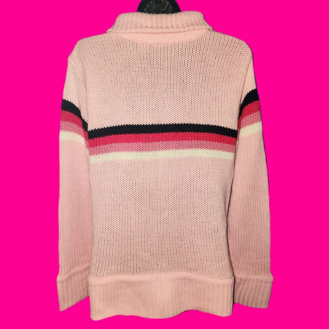 VINTAGE Y2K 2000s DEB Pink Striped Zip Sweater Top Jacket NWT 3X