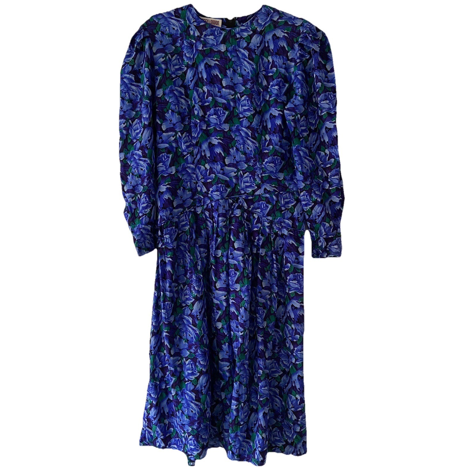 Maggy London by Jeannene Booher 100% Silk Blue Floral Dress Size 10