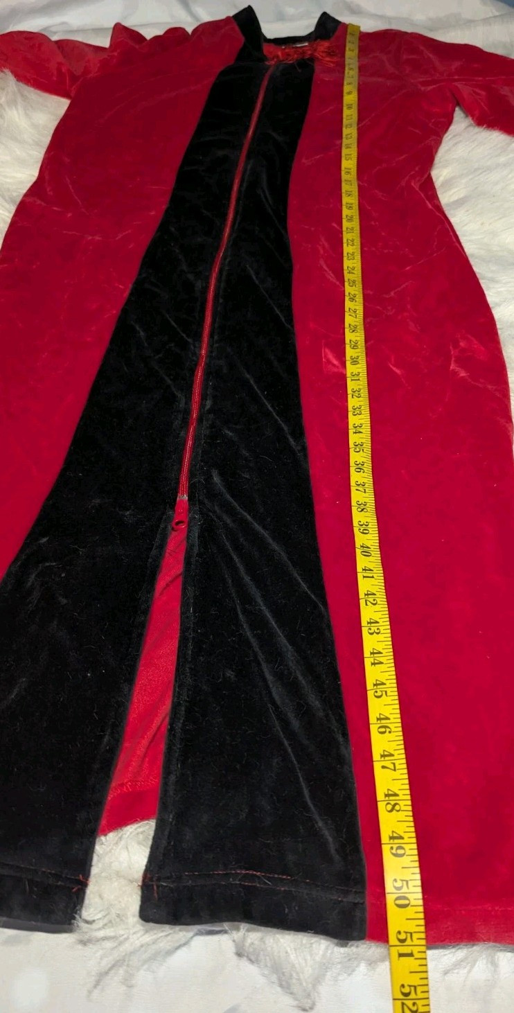 ENCHANTED Red Black LOUNGE Robe House Coat Nightgown 2-WAY ZIP Women’s S/M