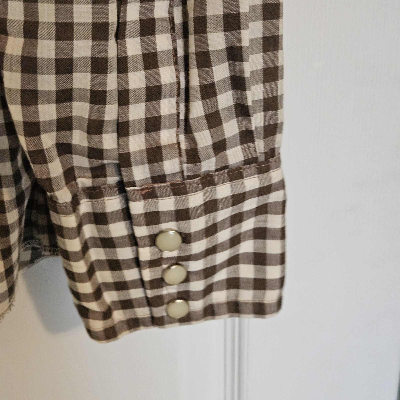 Vintage 80s Dee Cee Brand Western Pearl Snap Shirt Women’s 16-34 Brown Check USA