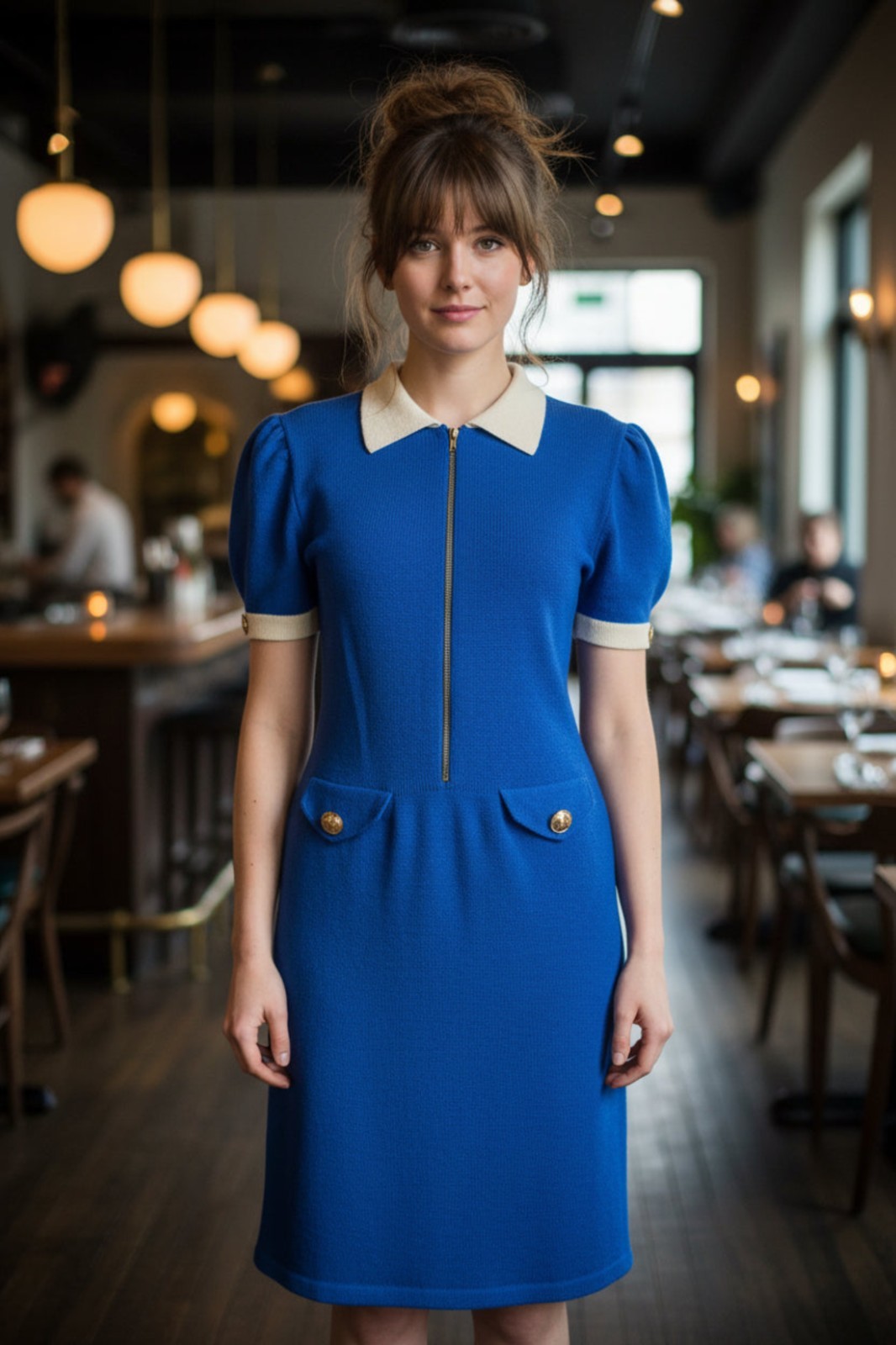 Vintage Adolfo Blue Knit Dress, Saks Fifth Avenue S