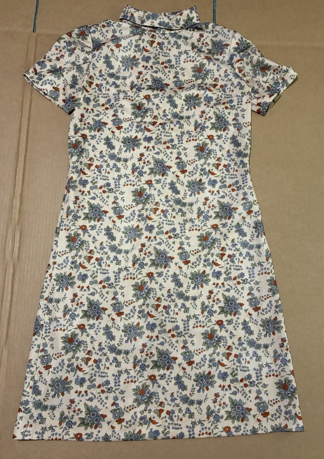 Vintage Handmade Polyester Short Sleeve Dress with Back Zipper
