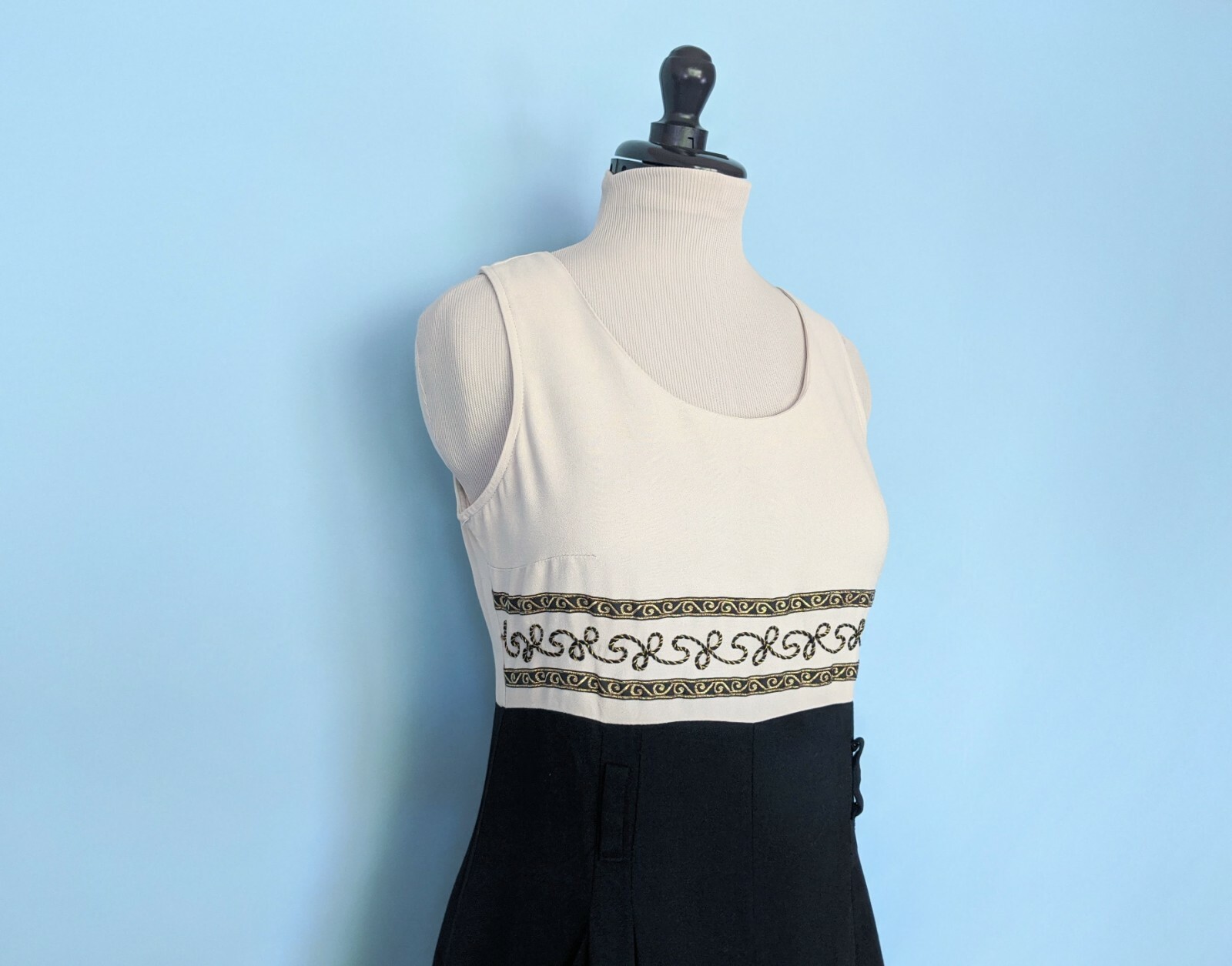 Vintage 60s Two Toned Embroidered Jumpsuit, 1960s Wide Leg Rayon Jumpsuit