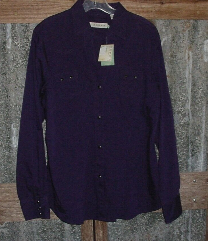 Roper Wear The West Purple Pearl Snap Western Rodeo XL Shirt Never Worn tag