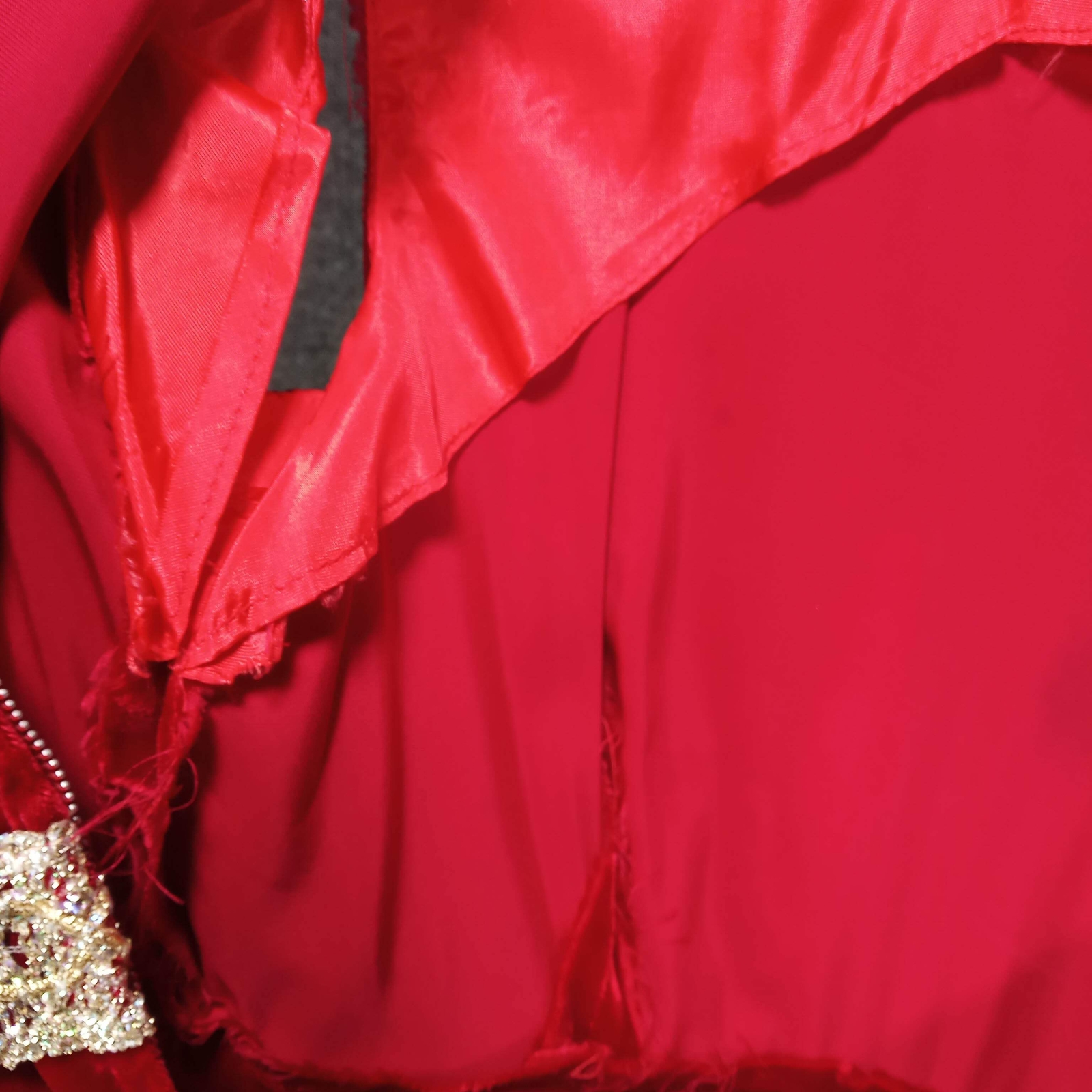 1950s Vintage Dress in Red Velvet Regal with Gold Lame Braid Detail