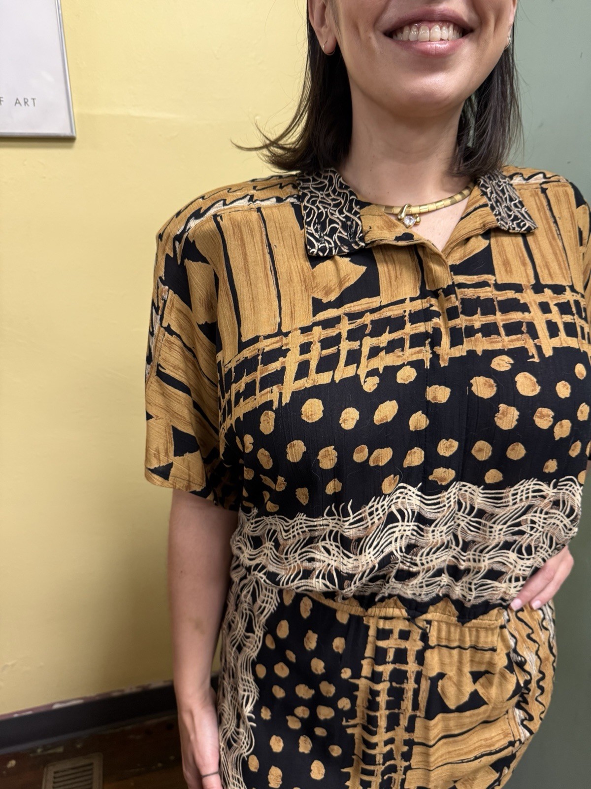 Vintage 90s Casual Corner Tribal Print Maxi Dress Size 10