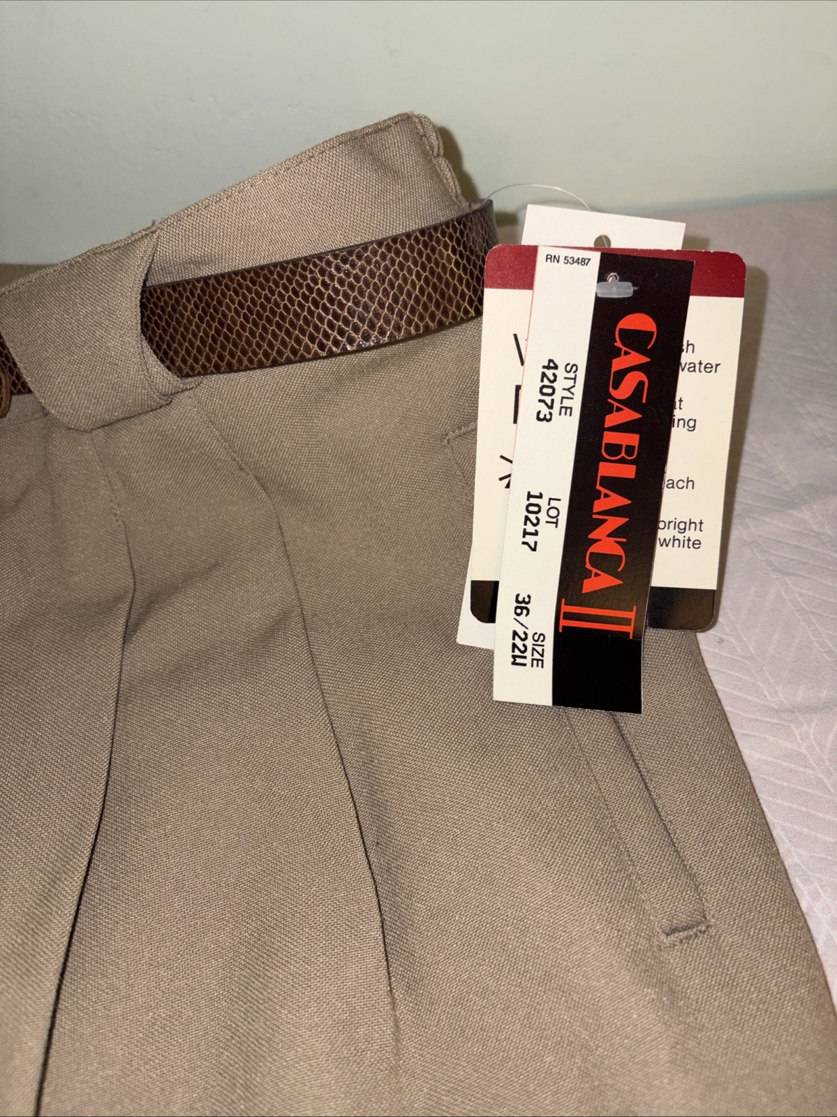 Casablanca II Women’s Dress Pants 12P Petite Taupe Elastic Waist Belt NWT