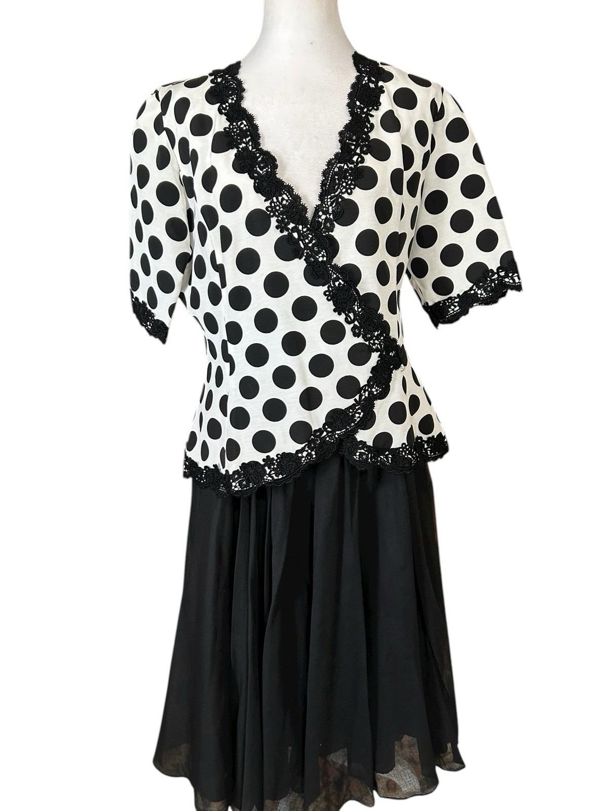 VTG Sameul Scott 2 Pc Skirt and Jacket Polka Dots, Full Skirt Sz14