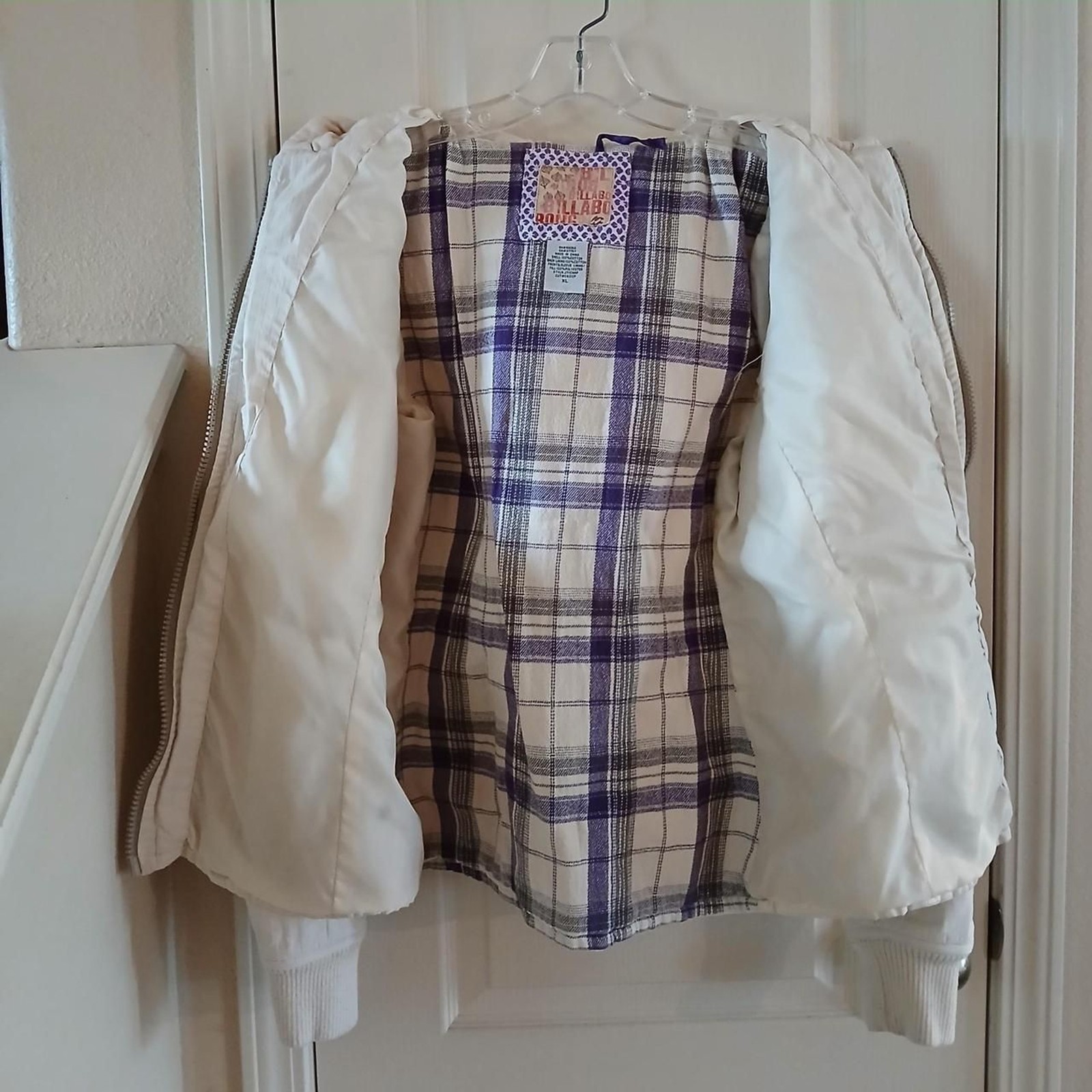 Y2K Vintage Cream Billabong Utility Jacket w hood XL Skater Grunge Gorpcore