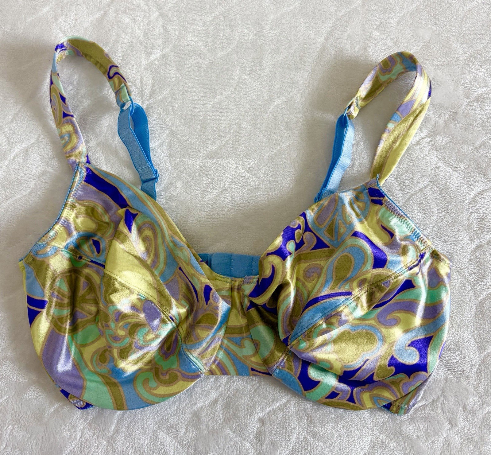 Vintage VICTORIA’S SECRET Sz 34DD Second Skin SATIN Paisley Print Underwire Bra
