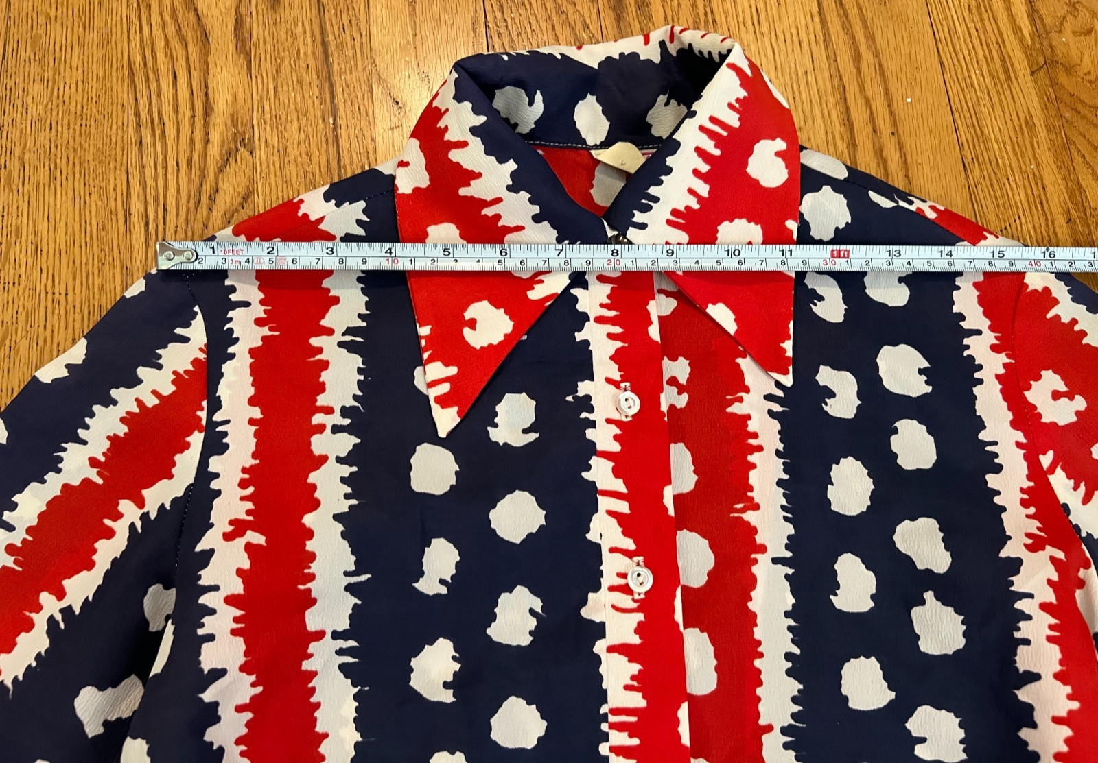 VTG 50s-60s Fritzi San Francisco Midi Dress Large Belted Wrap Tie Red/White/Blue