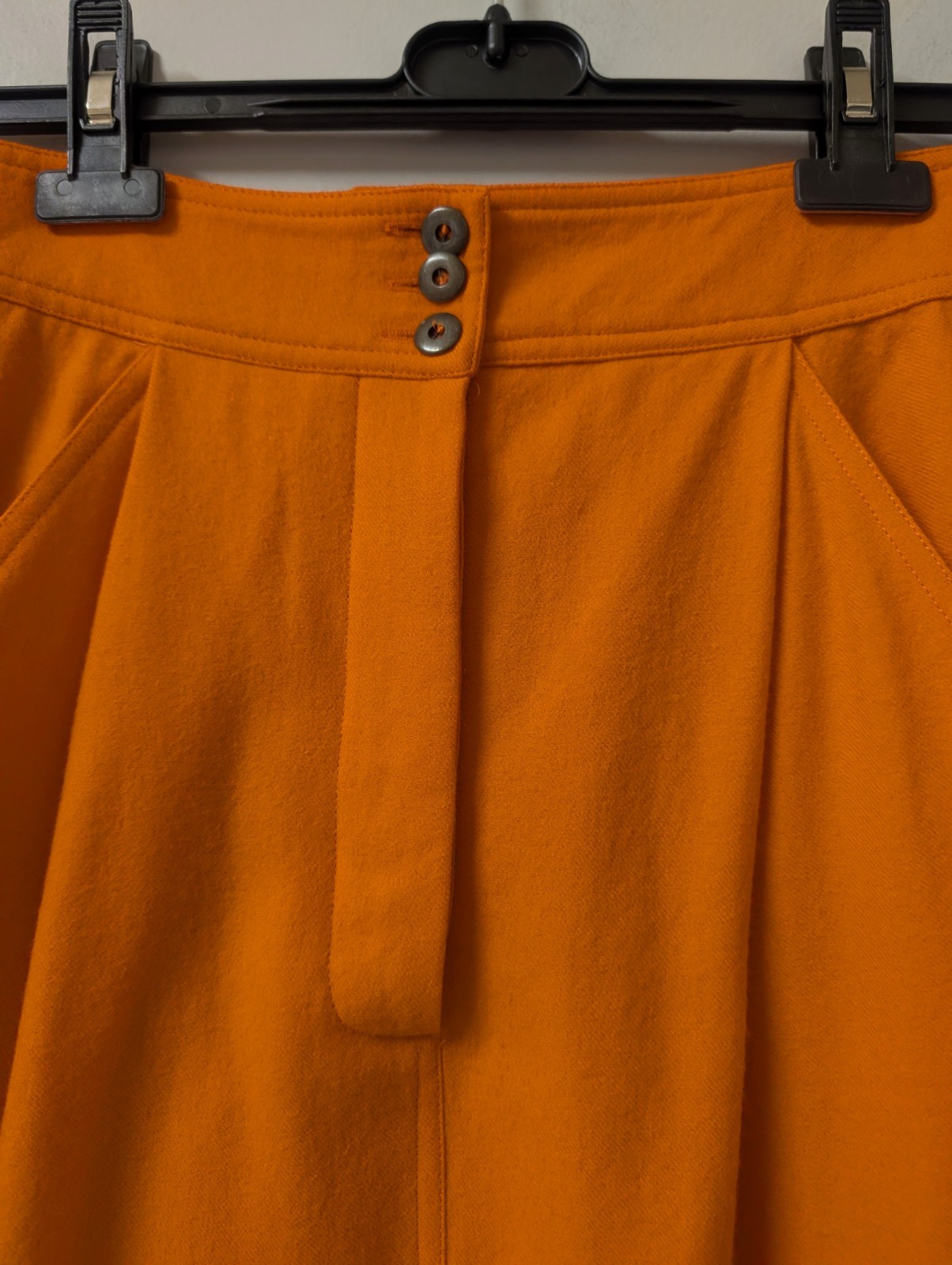 Vintage Charles Jourdan Paris Orange Wool Pencil Skirt Pockets 36 XS