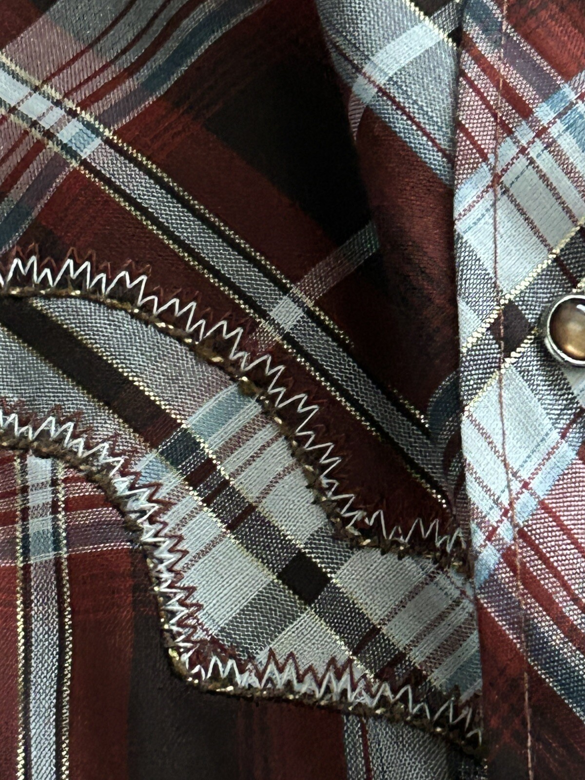 VTG 60’s TEM TEX Western Wear Plaid Cowboy Shirt Pearl Snap Buttons size 15/16