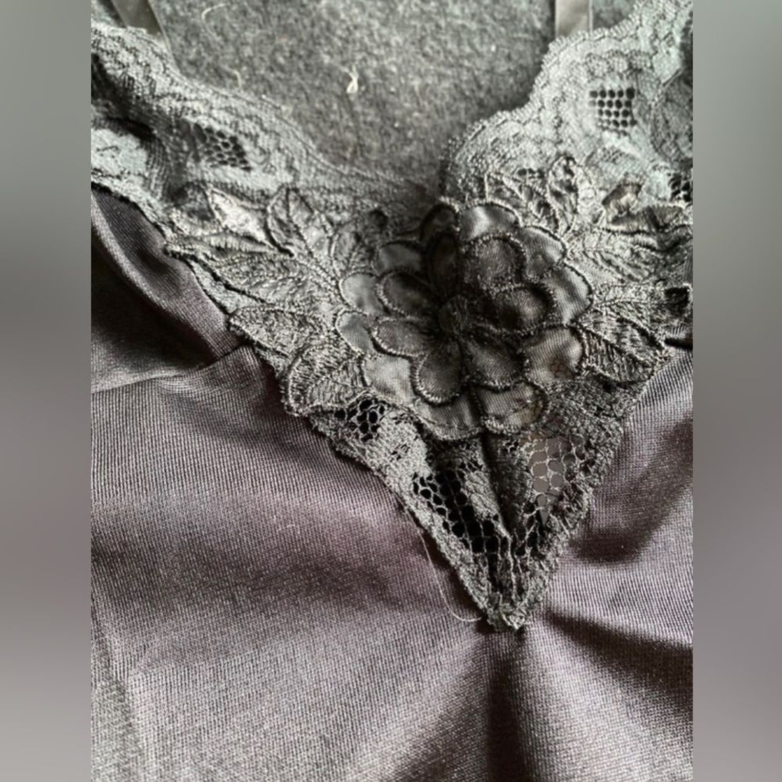 Vintage Lady Manhattan Black Lace Snap One Piece Bodysuit Top! Medium.
