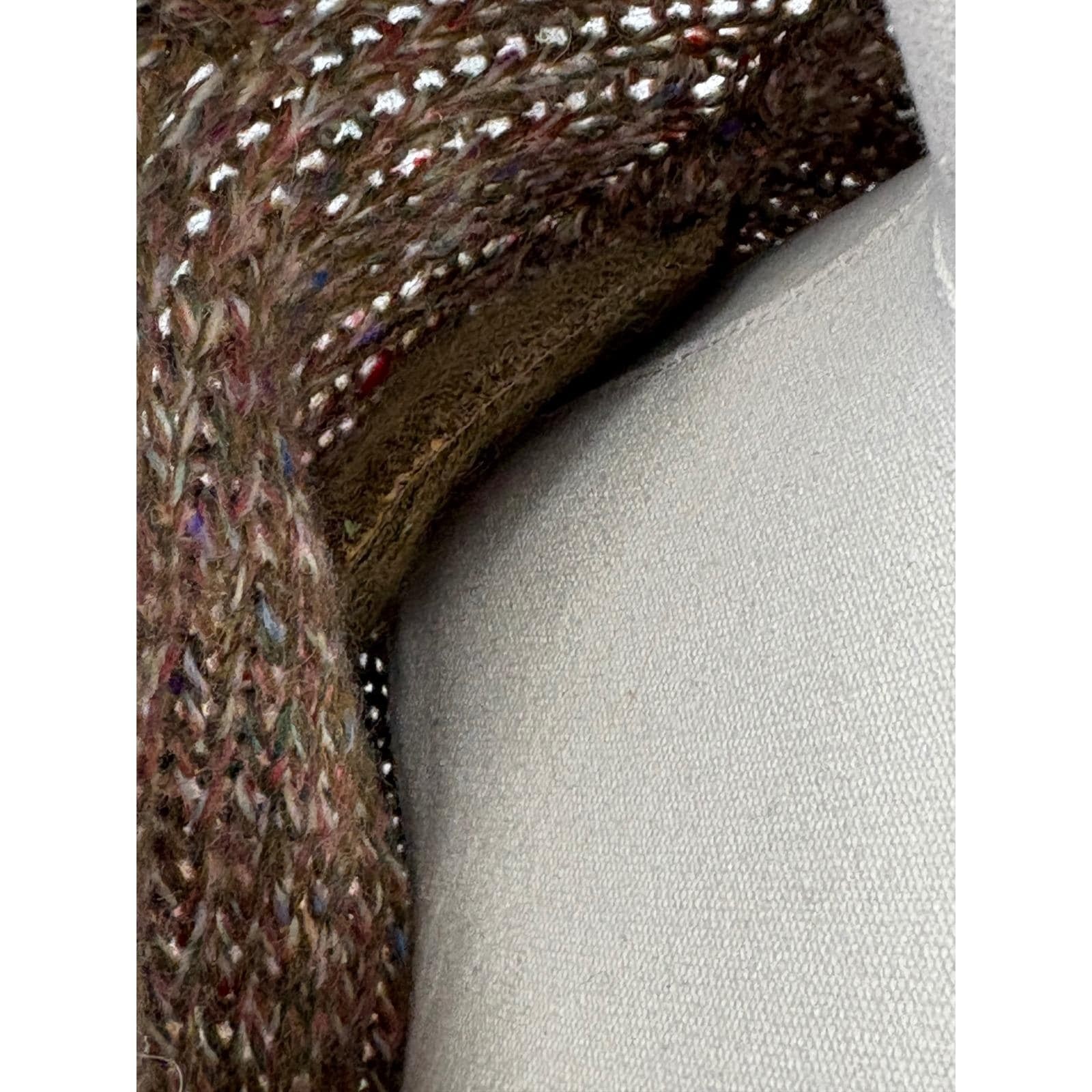 Vintage Joyce Cardigan Brown Multi Double Breasted Ribbed Shoulder Pads