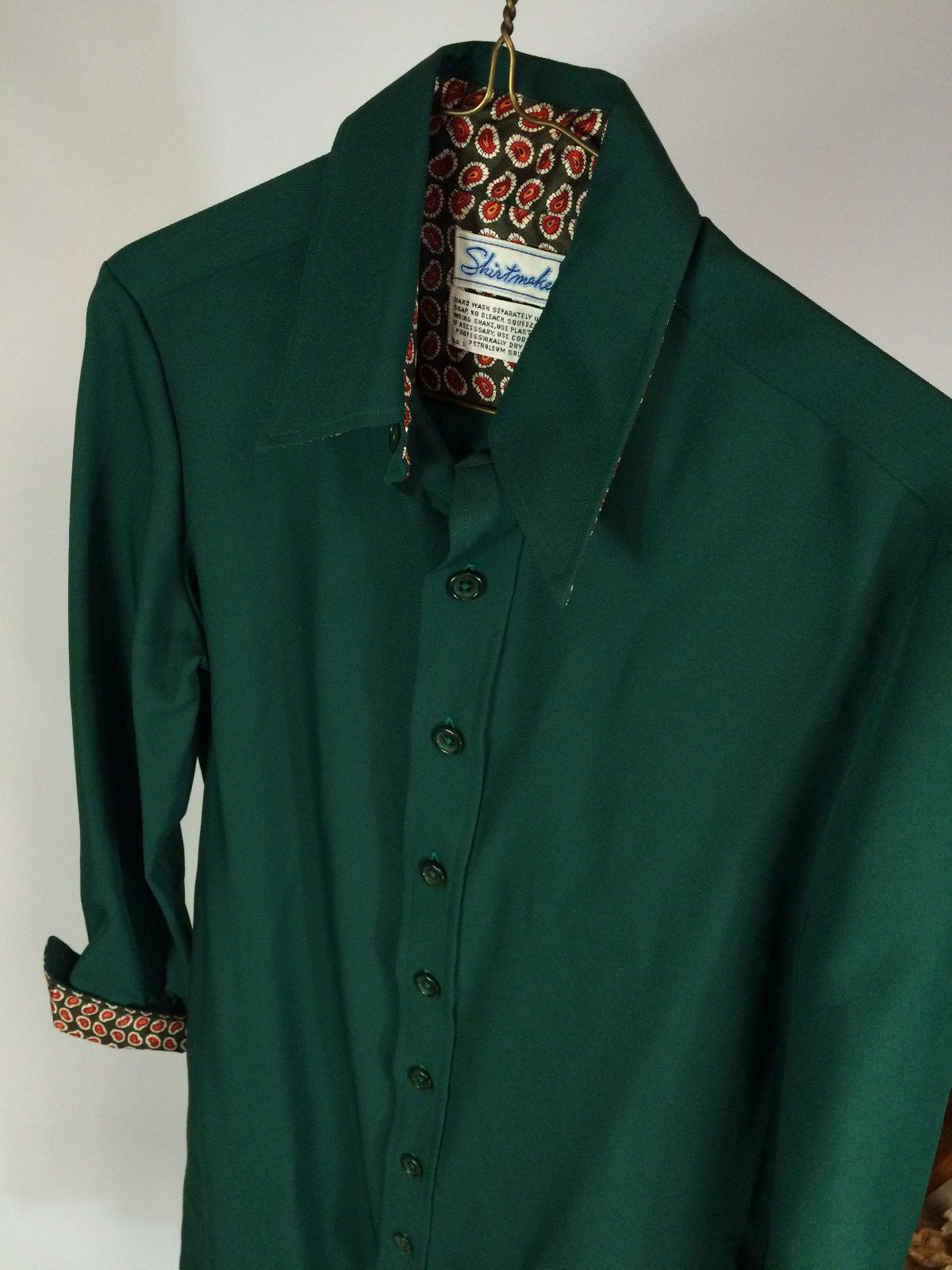 NOS Vitnage 70s Boho Bohemian Full Length Button Dress Green Paisley Hippy 12