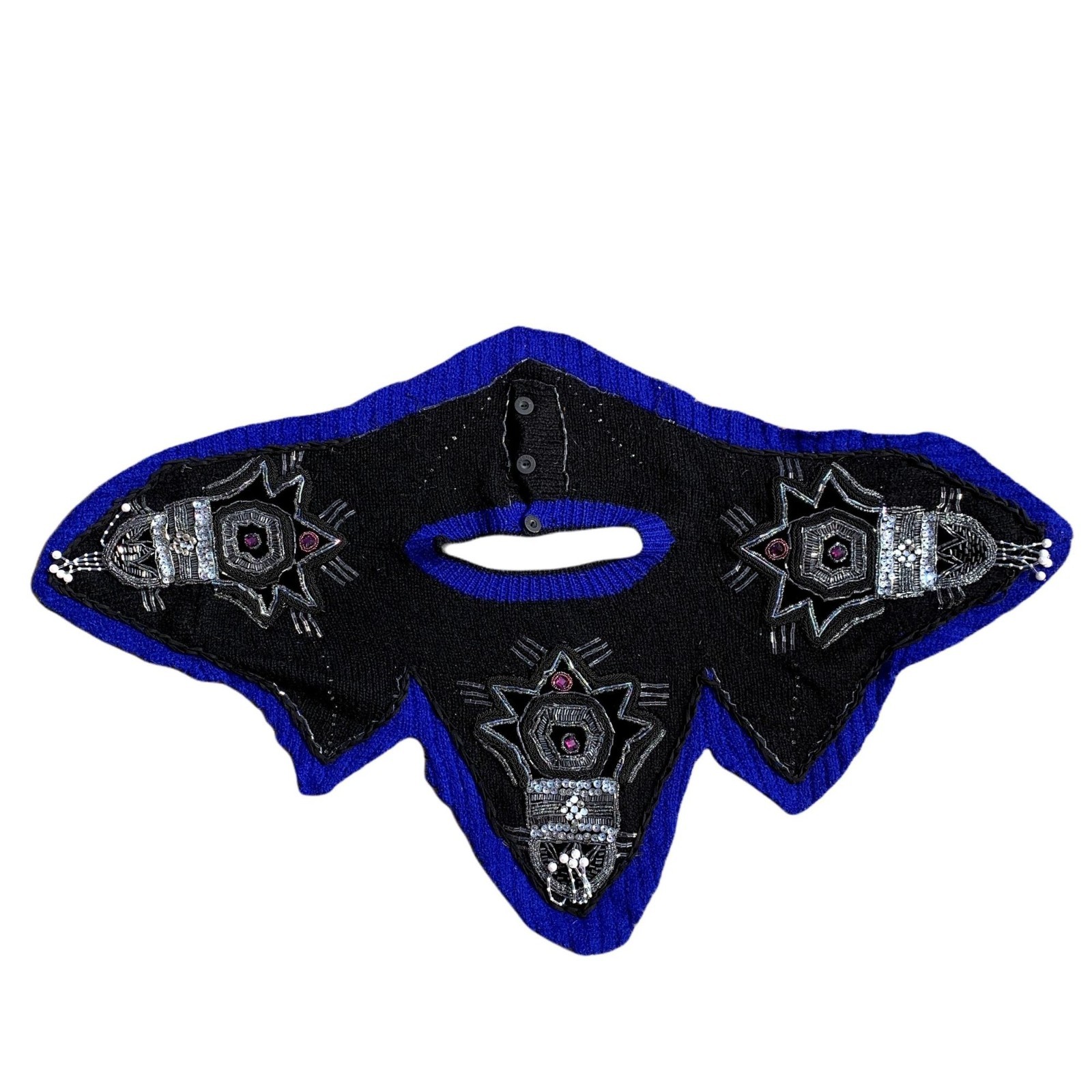 Kansai O2 Vintage Kansai Yamamoto Beaded Cape Dickie Black Blue