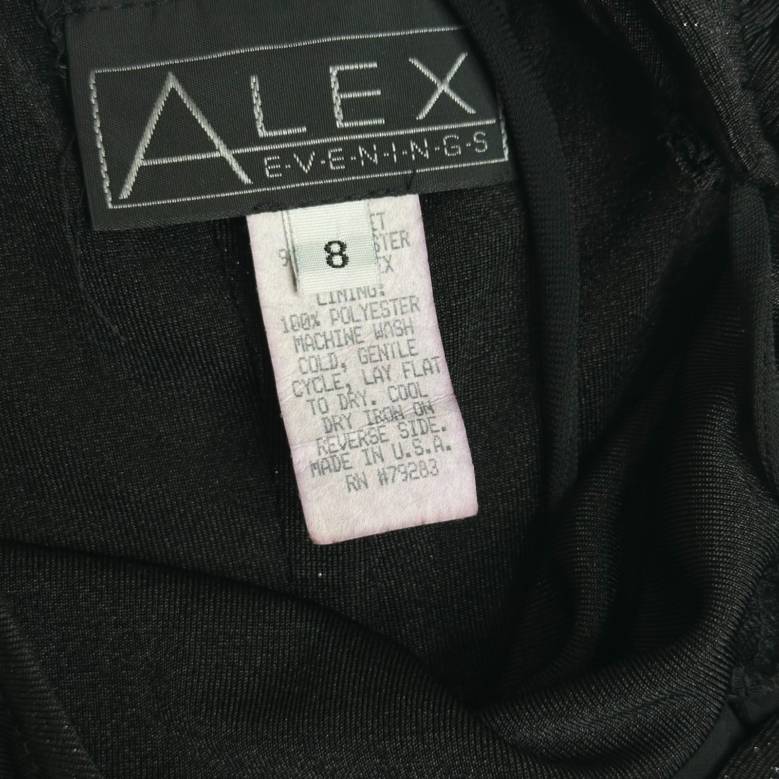 VTG 90s Y2K Alex Evenings Black Sparkle Metallic Halter Neck Top Size 8 Made USA