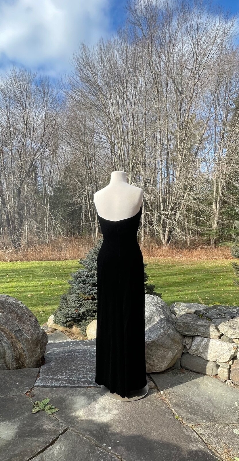 SALE Vintage Adele Simpson Glamorous Black Velvet Strapless Evening Gown