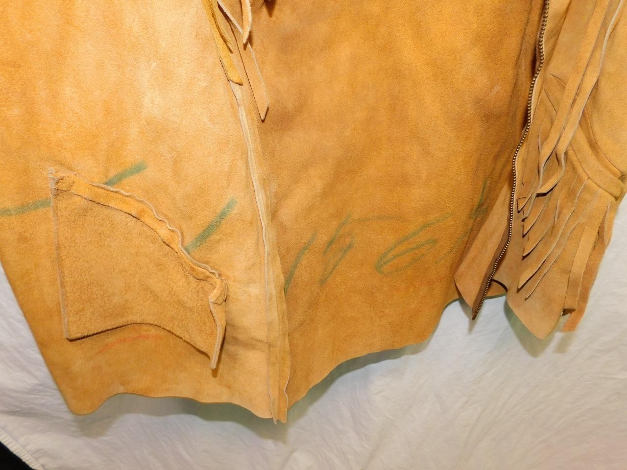 Vintage S Brown Suede Leather Fringe Vest Jacket Full Zip Western Hippie READ