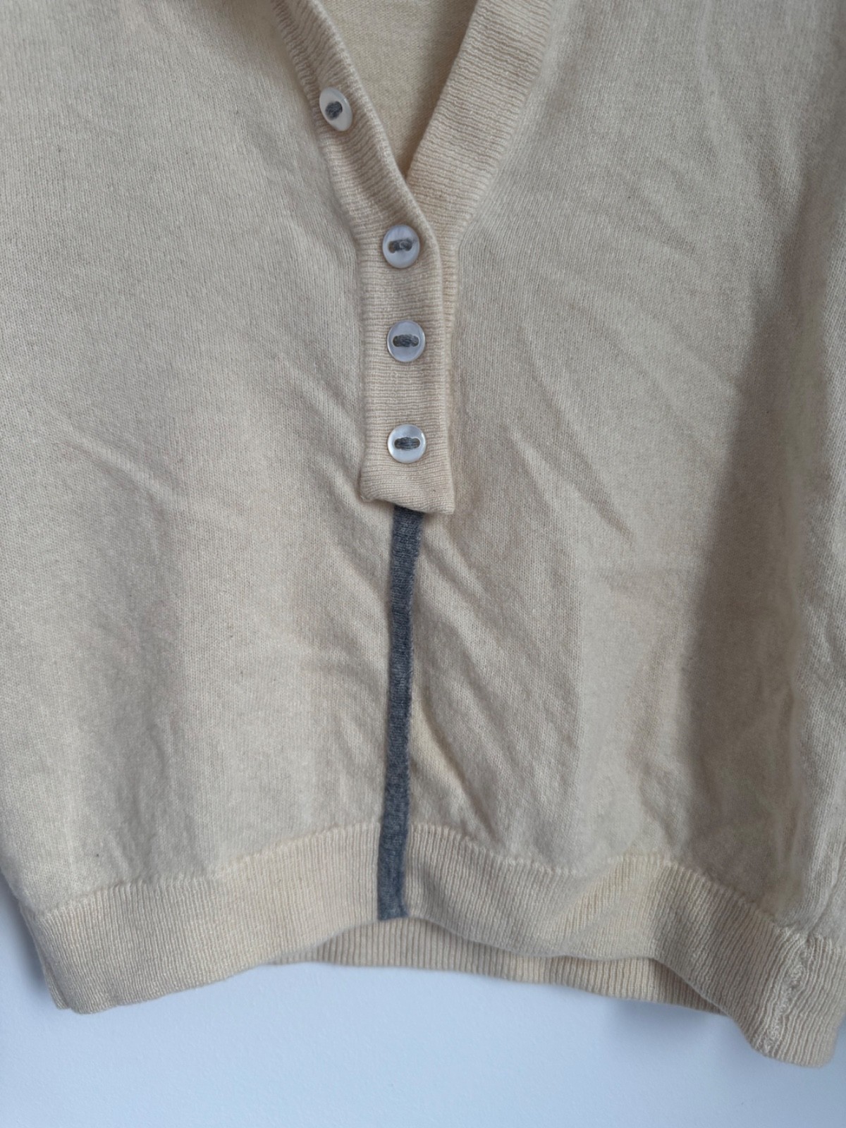 VTG 50s Dalton 100% Pure Imported Cashmere Sweater Womens S Cream Buttons