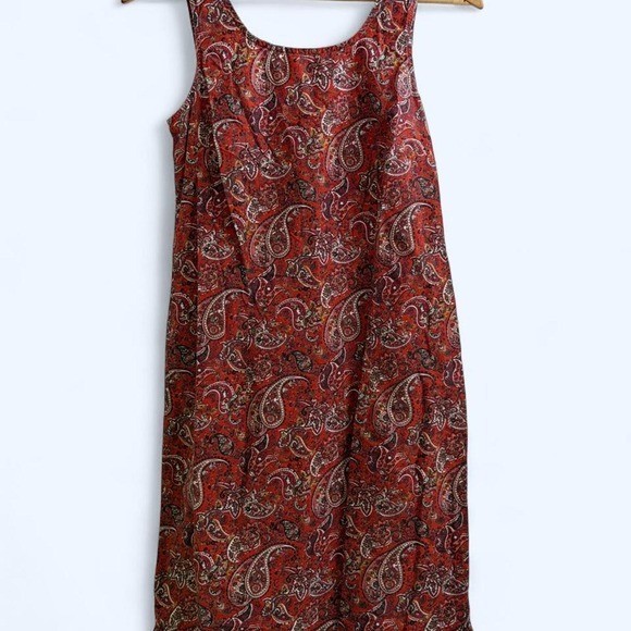 Vintage IndieBoho Y2K Babydoll Faded Glory Cotton Red Paisley Mini Dress Sz S