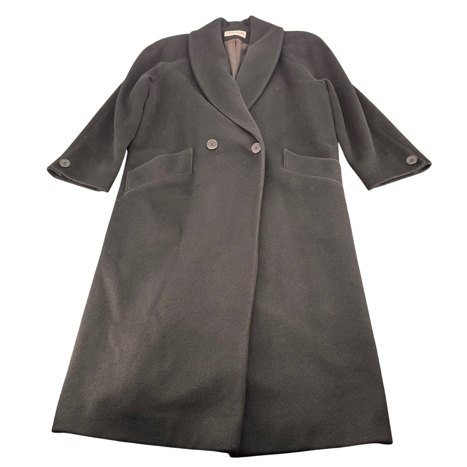 Vintage Forecaster of Boston Wool Coat 12 Shawl Collar Double Breasted Black