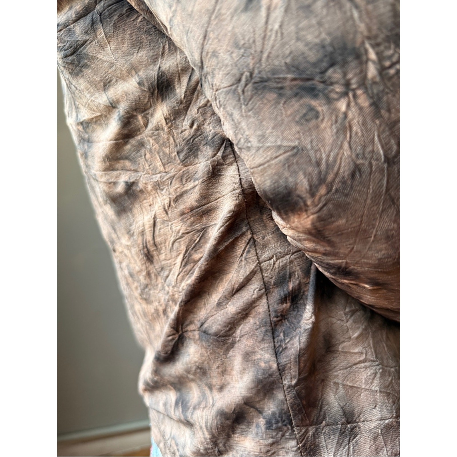 Vintage 90s Tie Dye Button Up Top | Brown Abstract Blouse | Y2K Grunge Fairy | S