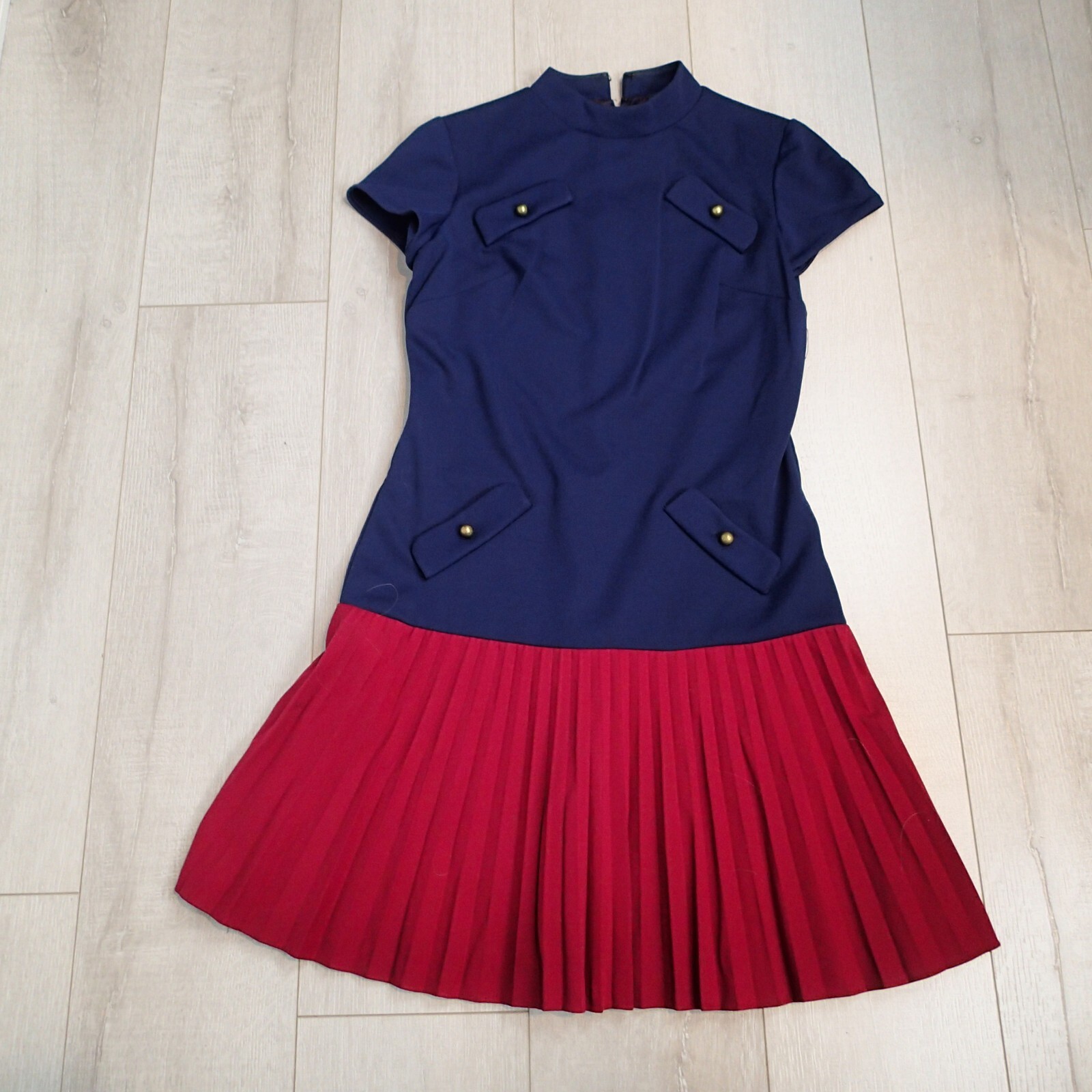 John Norman vtg Blue maroon dark red pleated Pleated Dress 1950s sz 8 S/m ?