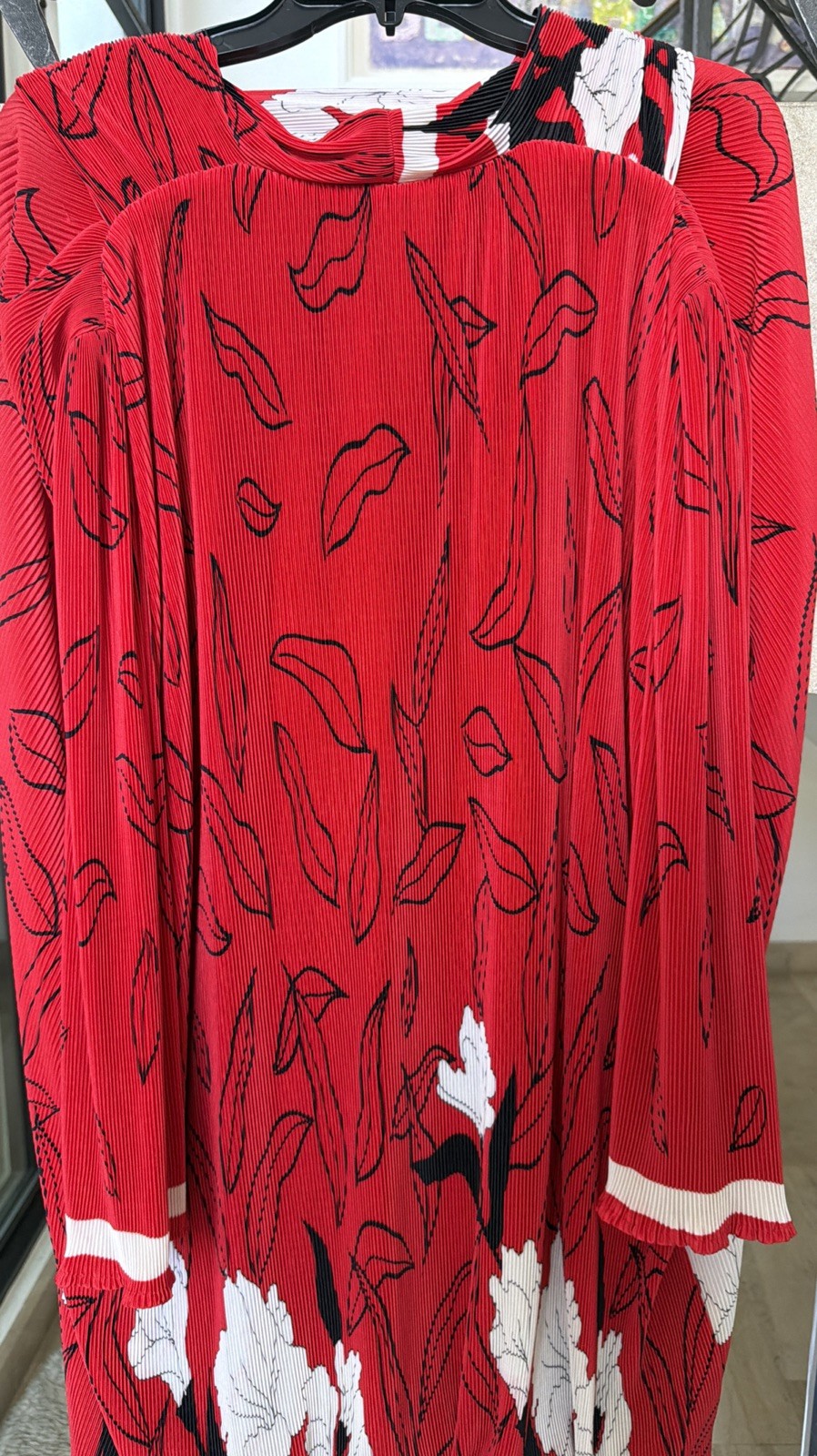 Vintage 80s Virginie Paris Red Floral Pleated Drop Waist Dress (Made In France)