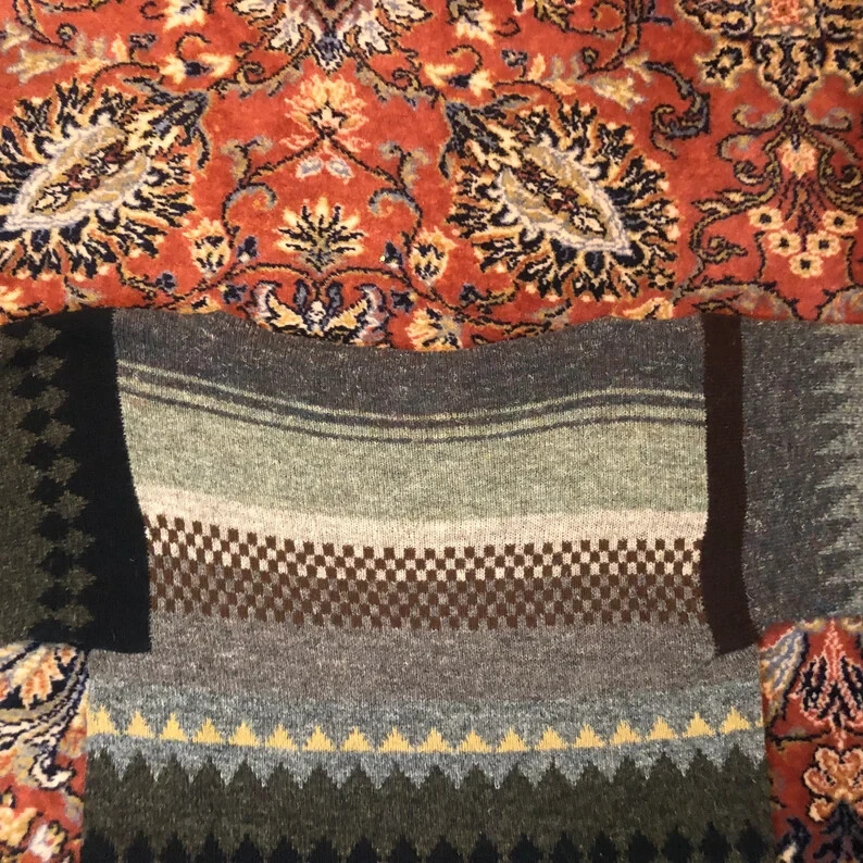 Vintage M Angela McCorqasdah Pullover Sweater Hand Frame Knitted Geometric
