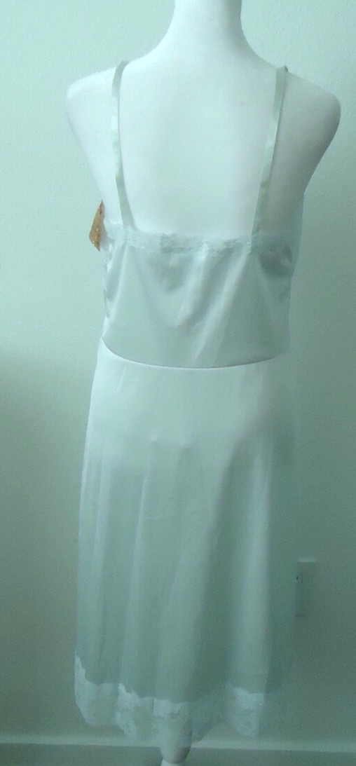 Vtg 60s Alexander Slipperfection Lace Full Slip Ice Blue Nightgown Size-34