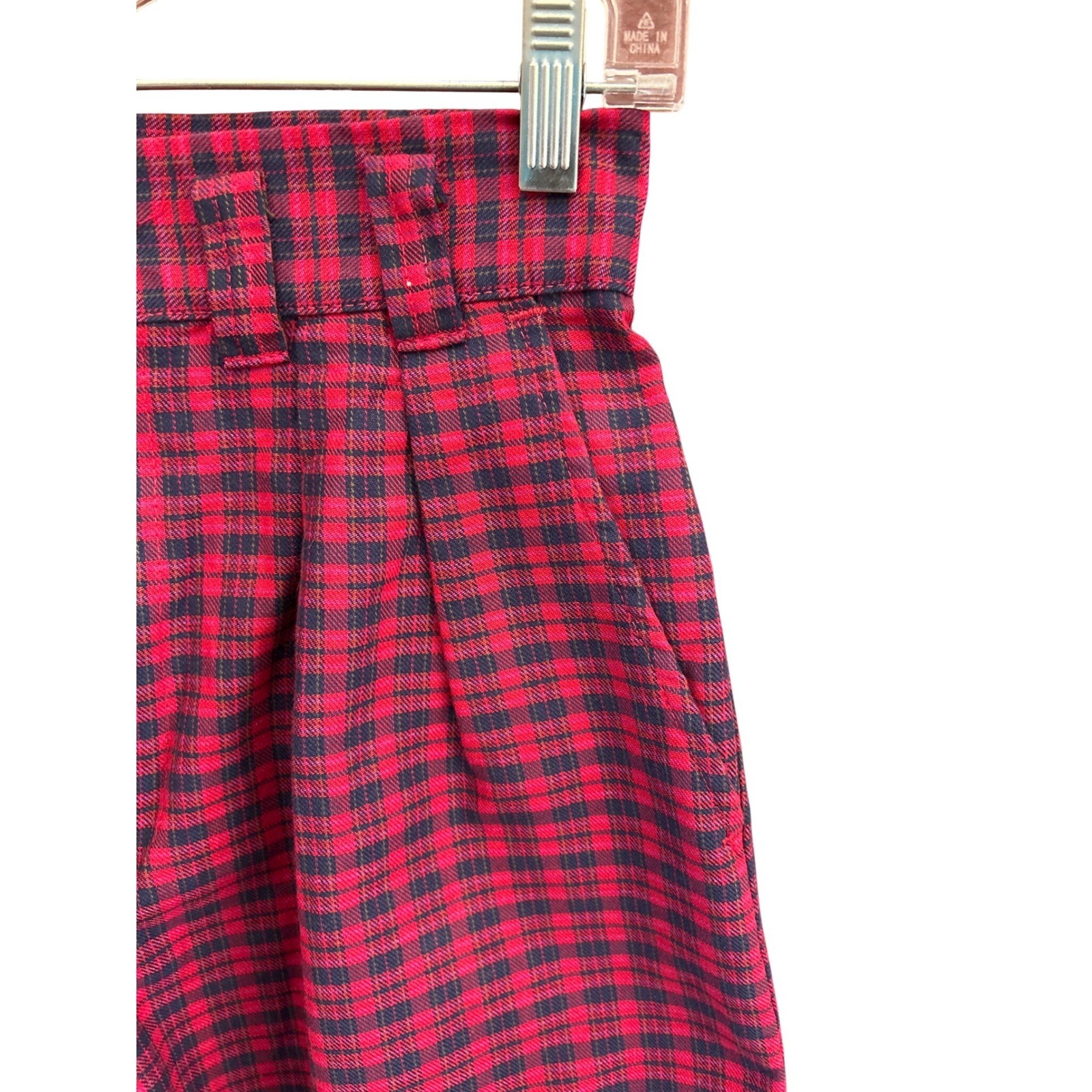 90s Palmetto’s Plaid Shorts Dark Academia Preppy High Waisted Pleated Red Navy 5