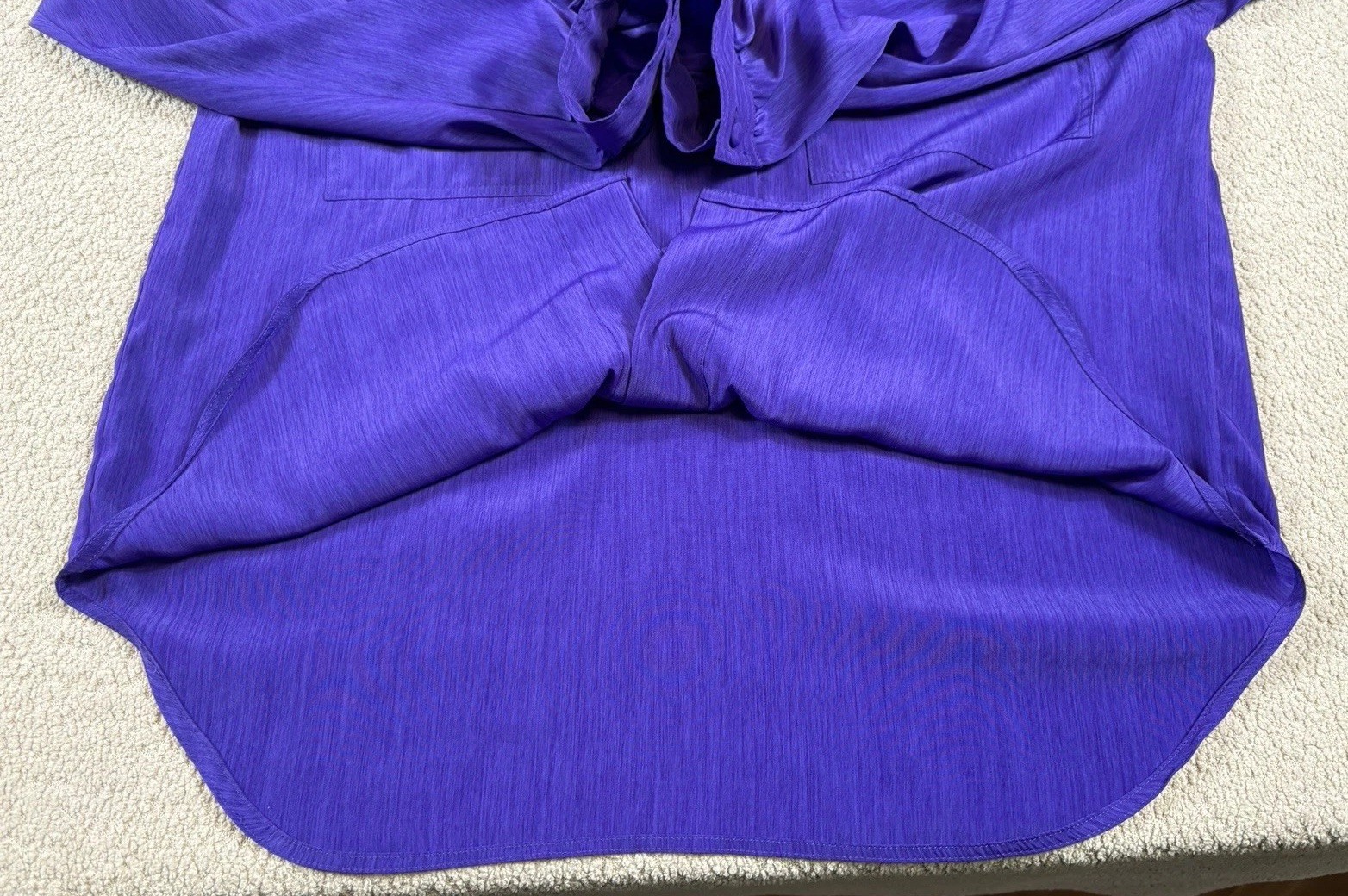 Vintage 80s Susan Hutton Purple Blouse 12 button up long sleeve pockets