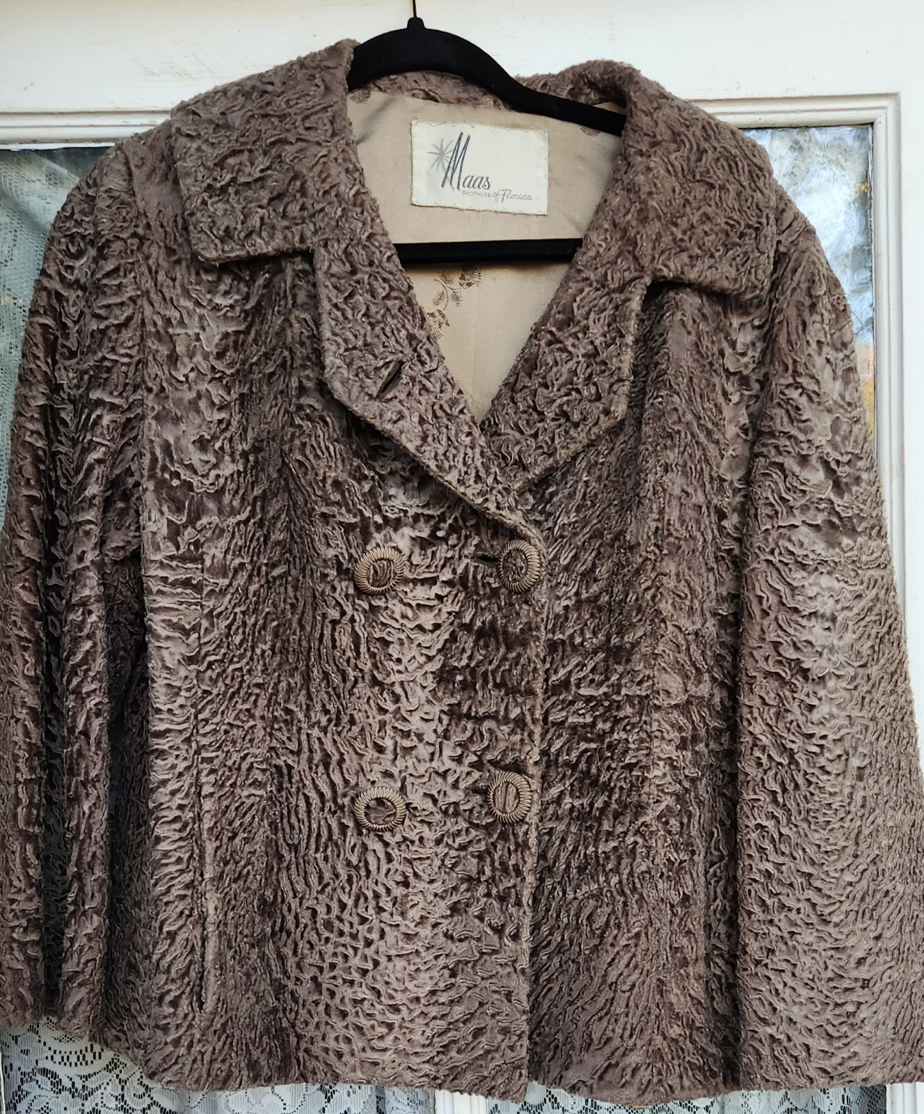 Vintage Fur Coat Wilibel Maas Brothers Brown Astrakhan Lamb Tampa Florida Custom