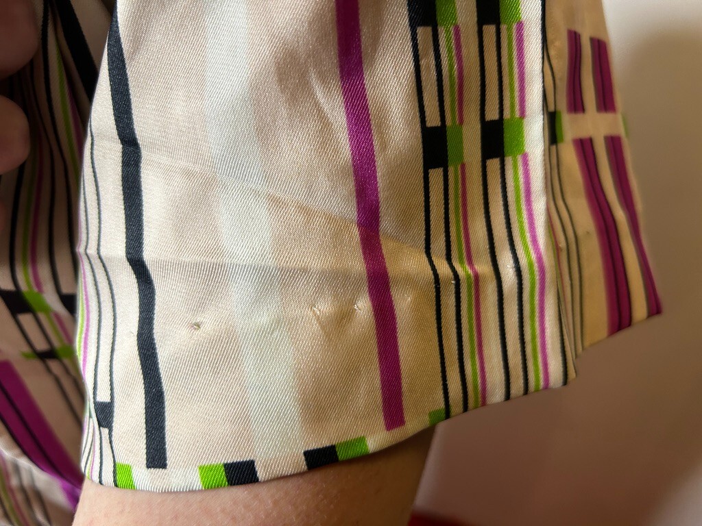 Vintage 1970s Smock Dress Gathered Neckline Short Sleeve Geometric Print AU 14