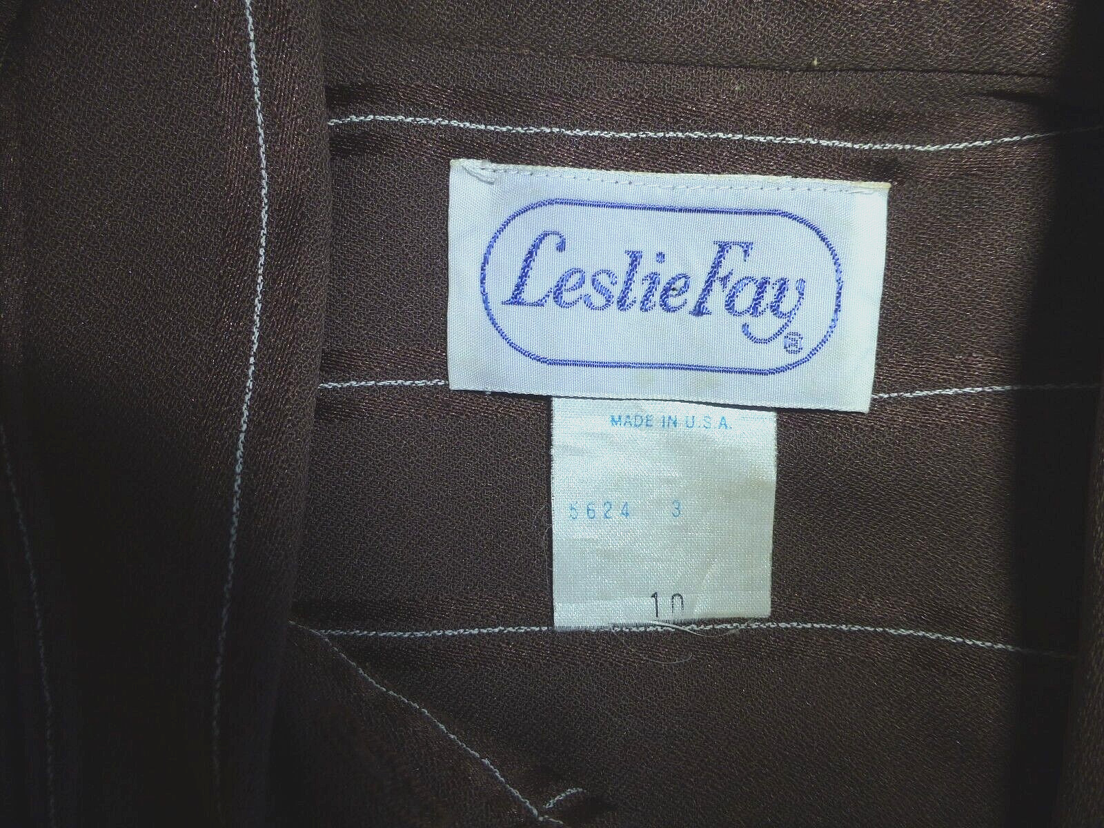 VTG 70s LESLIE FAY Stripe Dolman Slv Secretary Cocktail Belted Shirt DRESS M