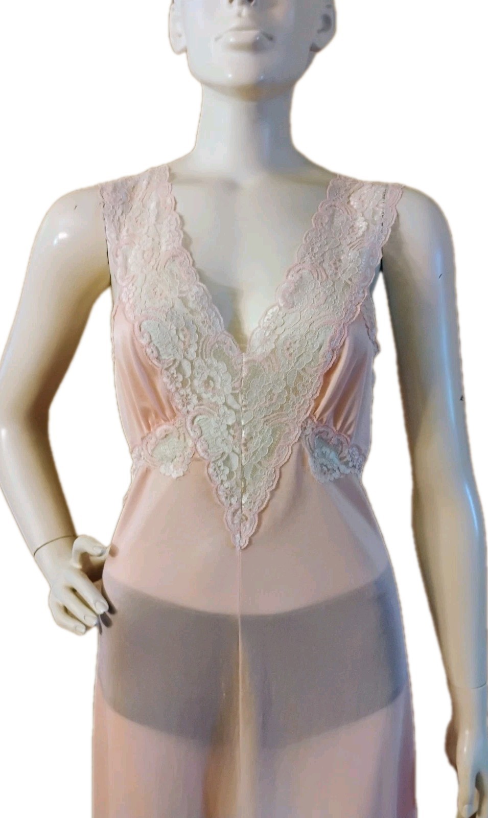 VTG 70’s „Jill Andrea of NY” Peach 100% Nylon Romantic Coquette Negligee L