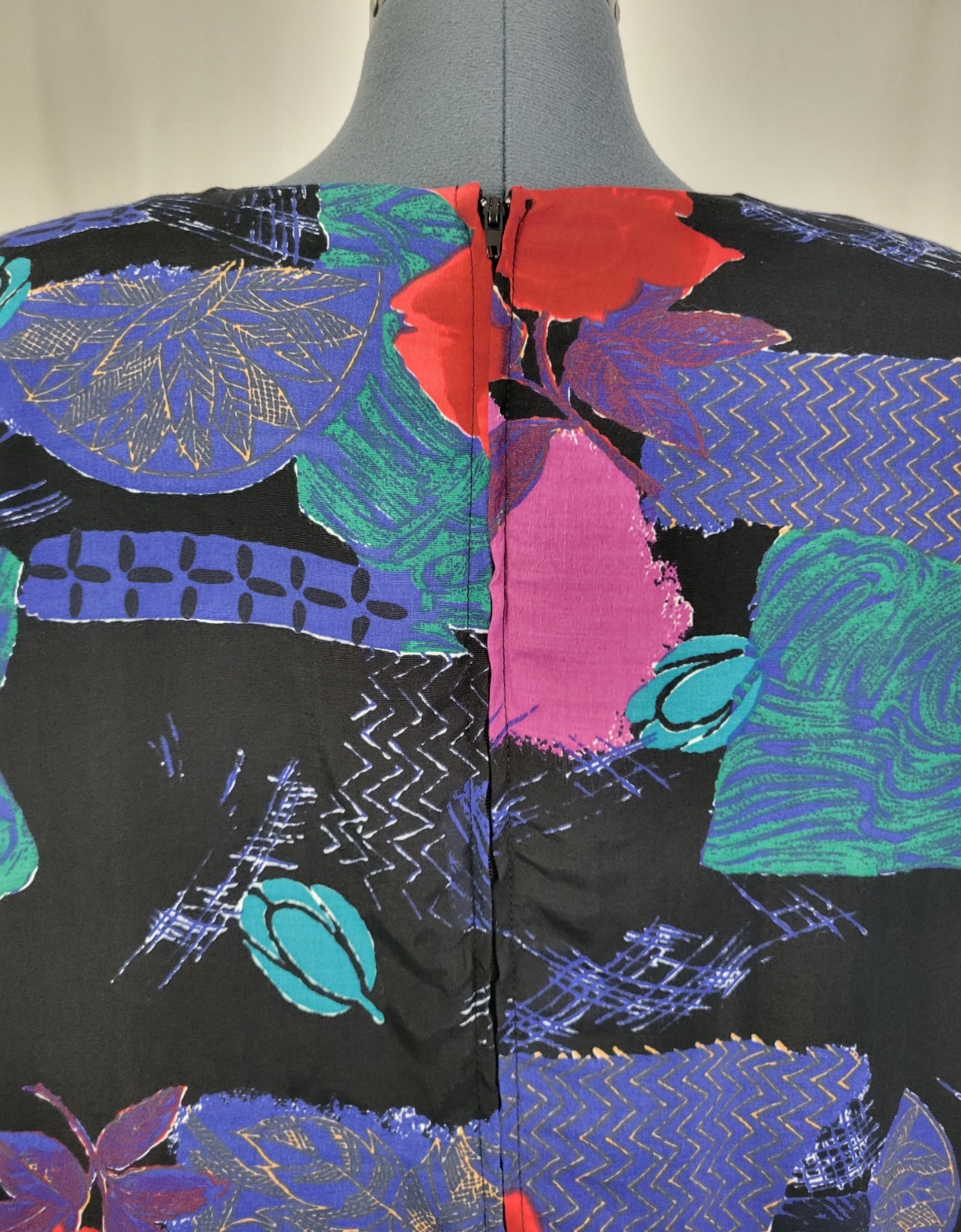 Vintage Just in Thyme Drop Waist Dress w Printed Top & Black Skirt Size 14
