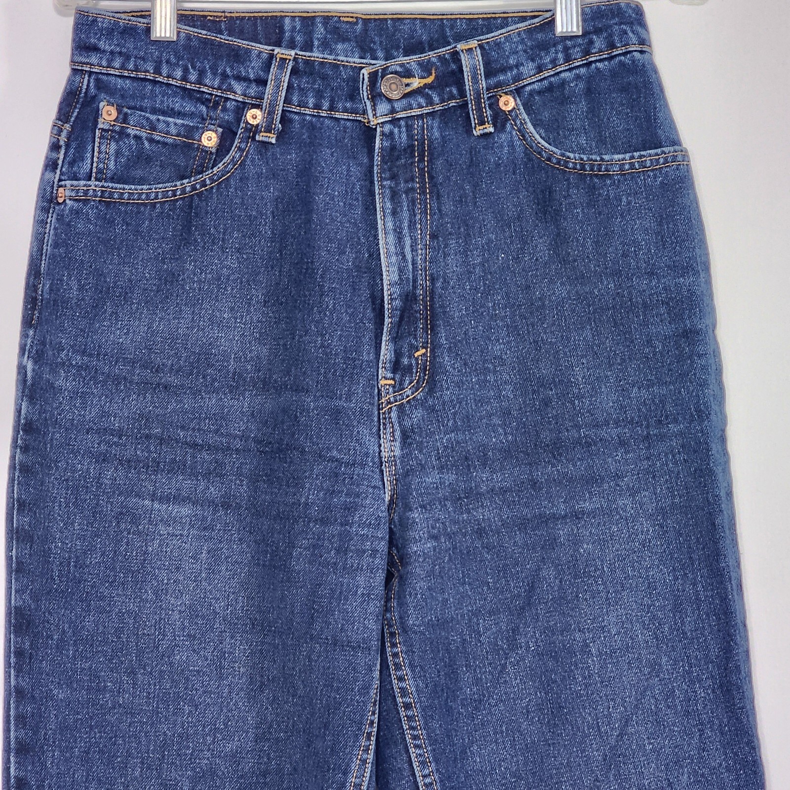 Levis 521 Jeans Sz 12 Long High Rise Made USA Tapered Fit Blue Denim VTG