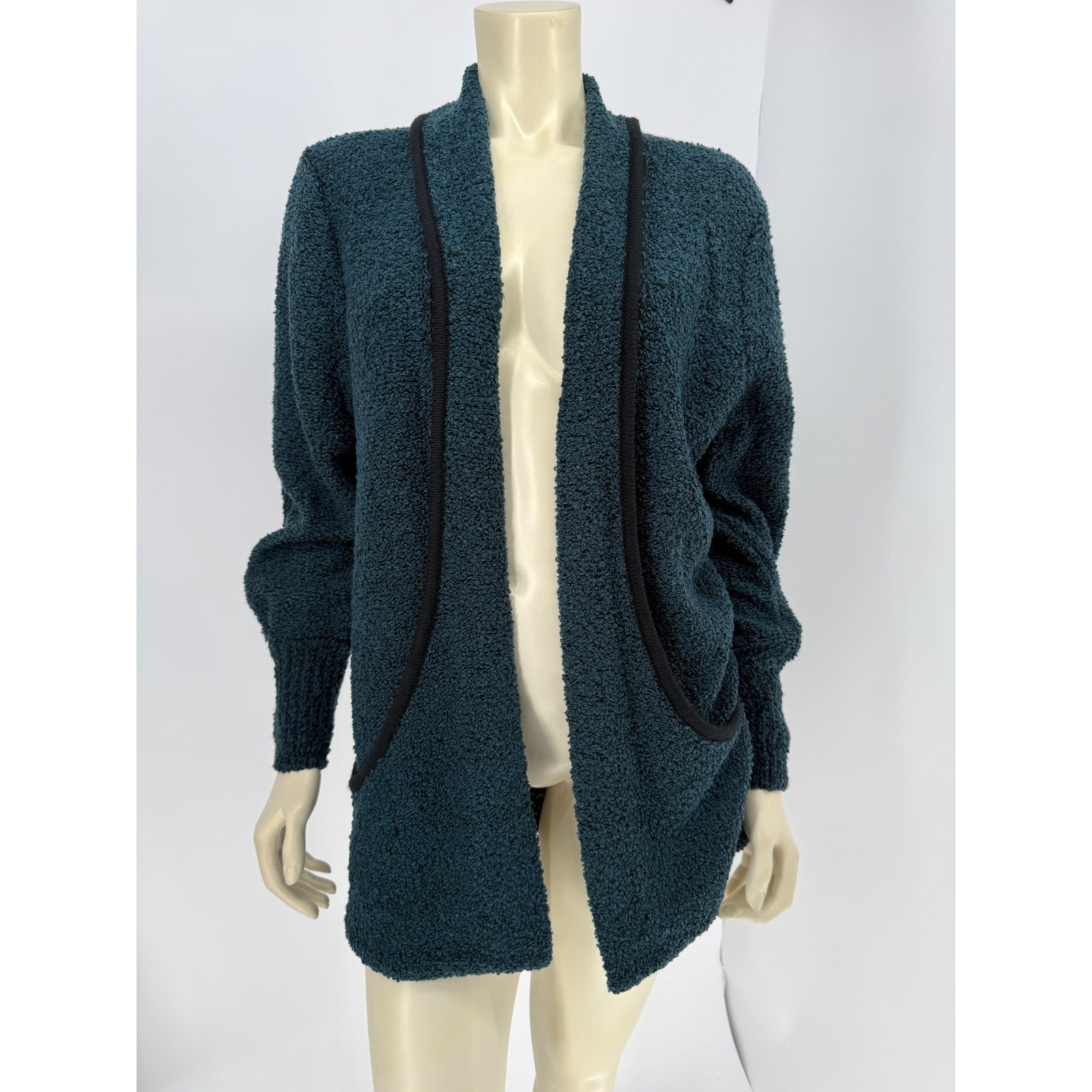 Vintage 90s Side Effects of California Boucle Cardigan Whimsigoth Green Teal