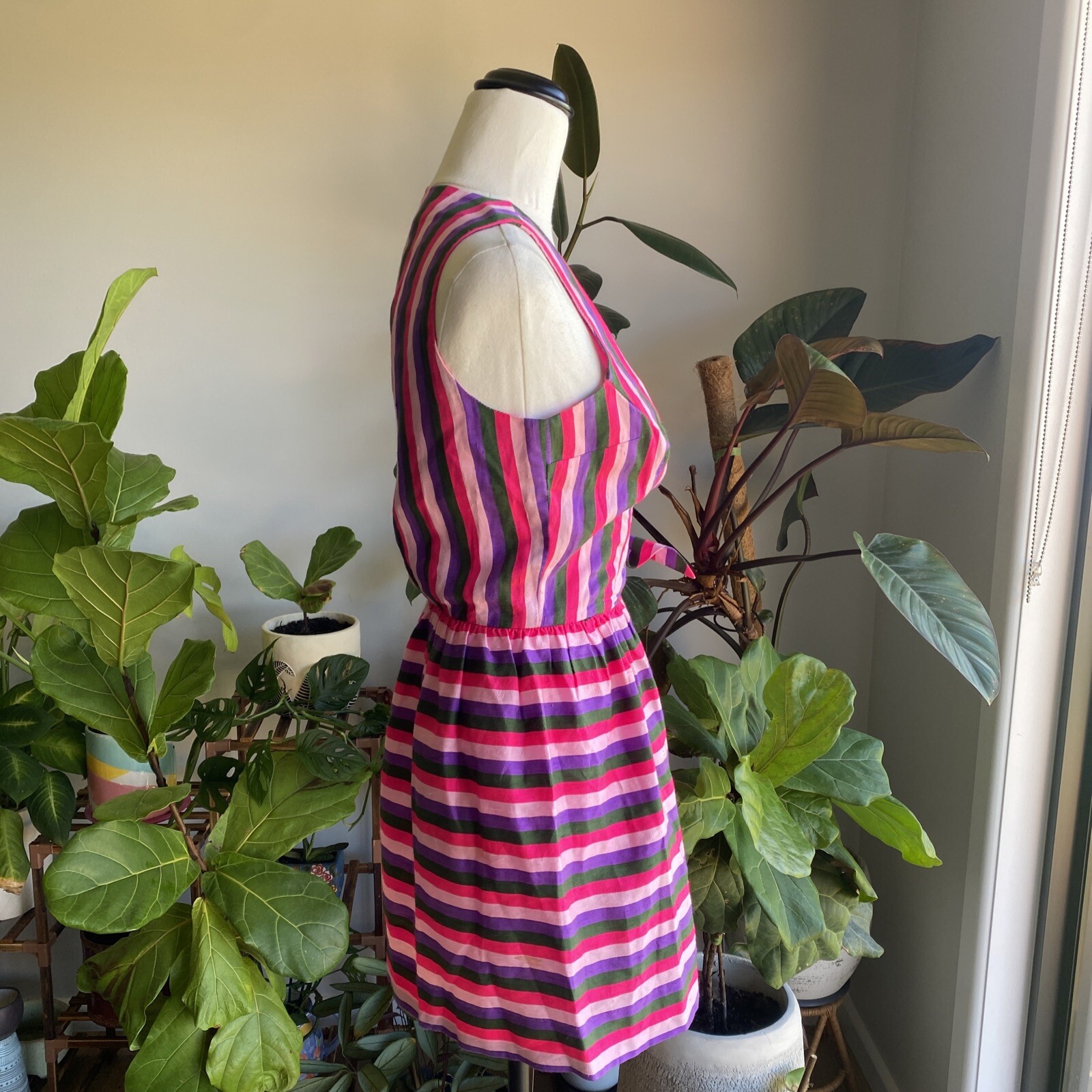 Vintage Prue Acton Dress Fits Au 8 XS/S Multicolour Stripe Silk Wrap Mini Dress