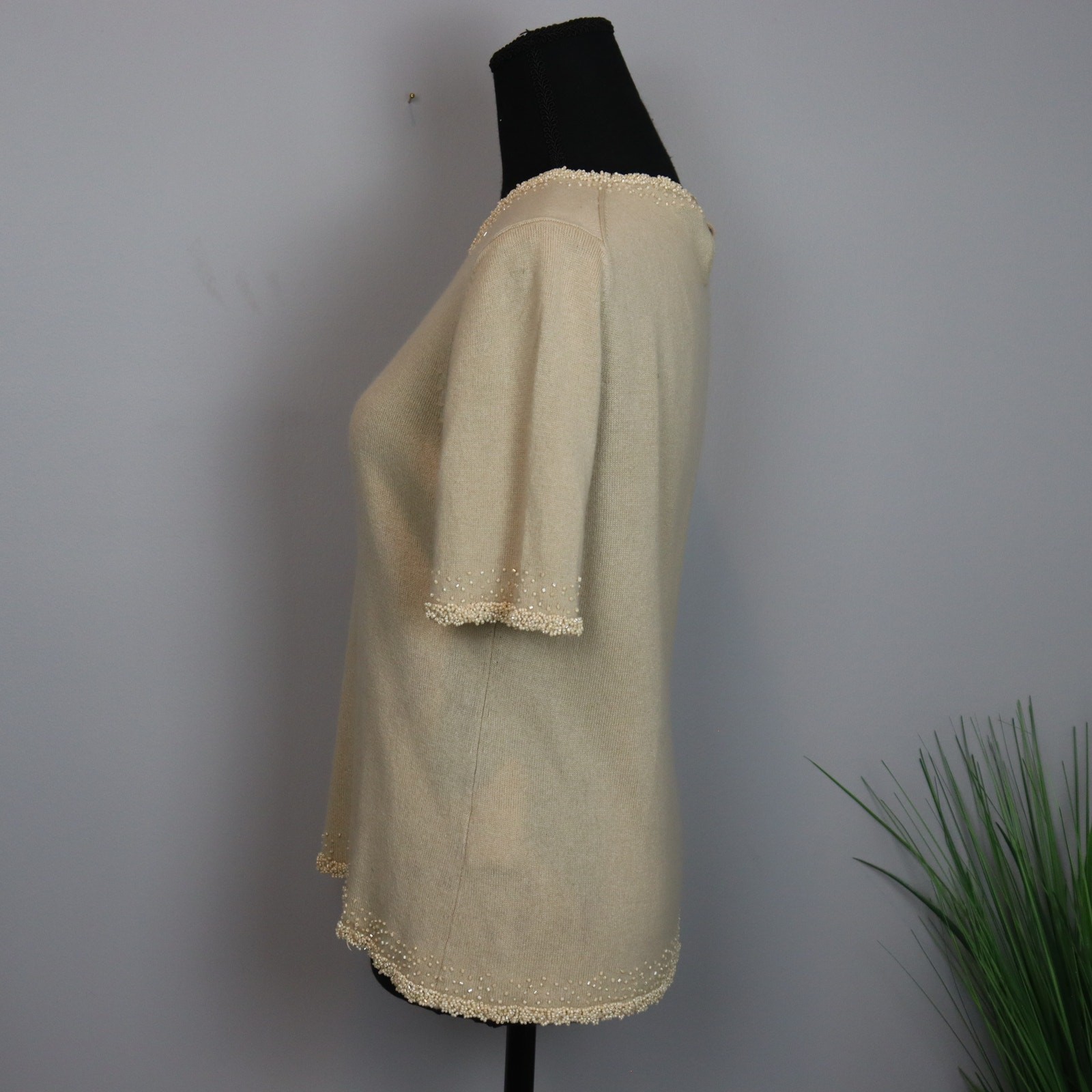 Vintage Jaeger hand beaded silk and cashmere sweater size Large