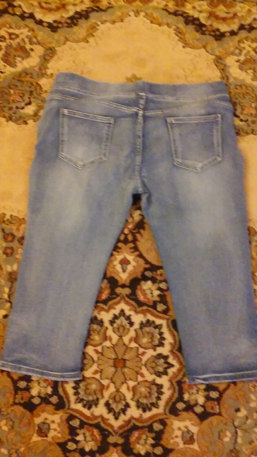 Vintage Denim Blue Capri Pants Light Wash New Metal Button Detail 2XL (Smaller!)
