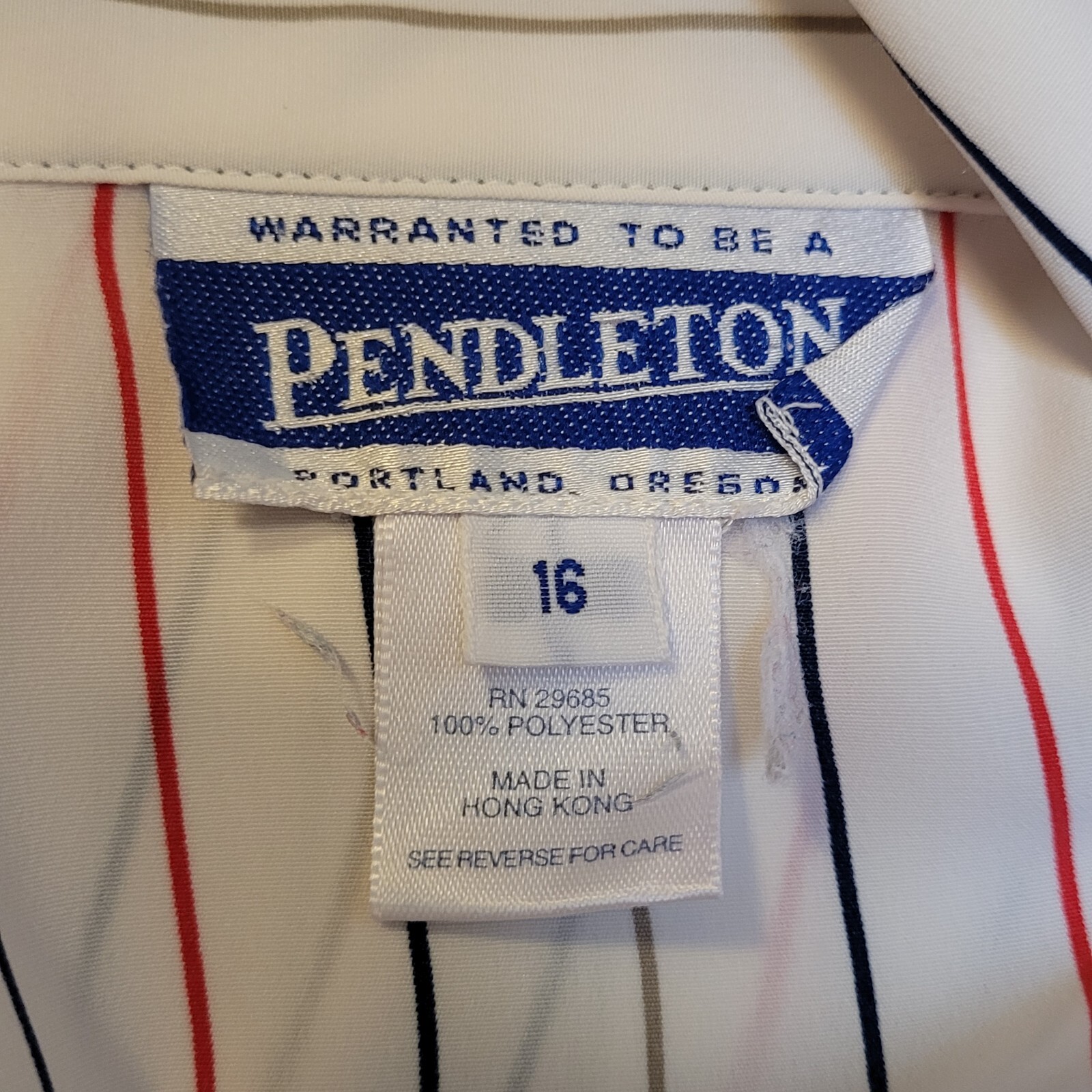 VTG Pendleton Wmn’s Striped Button Up Long Sleeve Blouse Size 16 Classic 80s