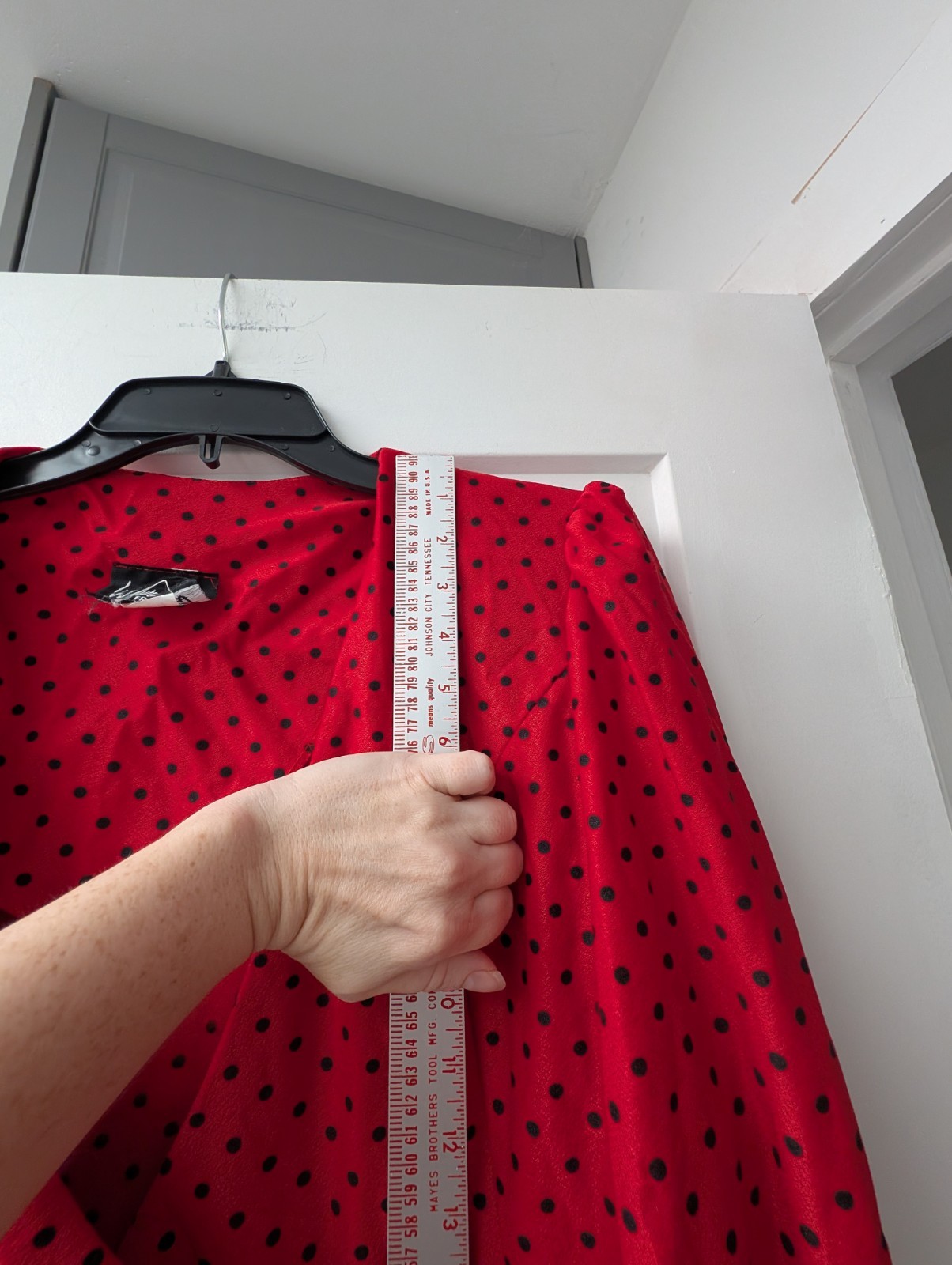 Vintage Whirlaway Frocks Top Red Black Polka Dot Shoulder Pads 12 Medium Large