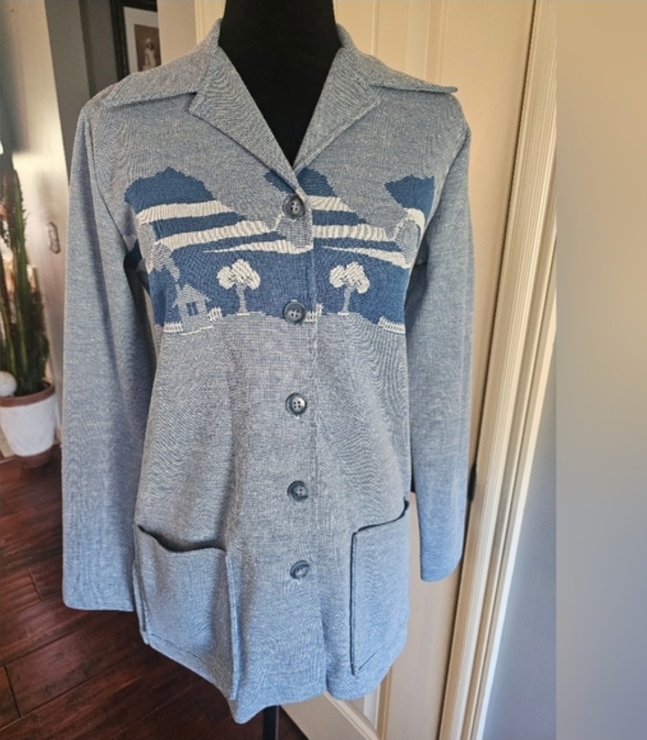 Vintage Cottagecore Longsleeve Smock Cardigan Jacket 60s 70s
