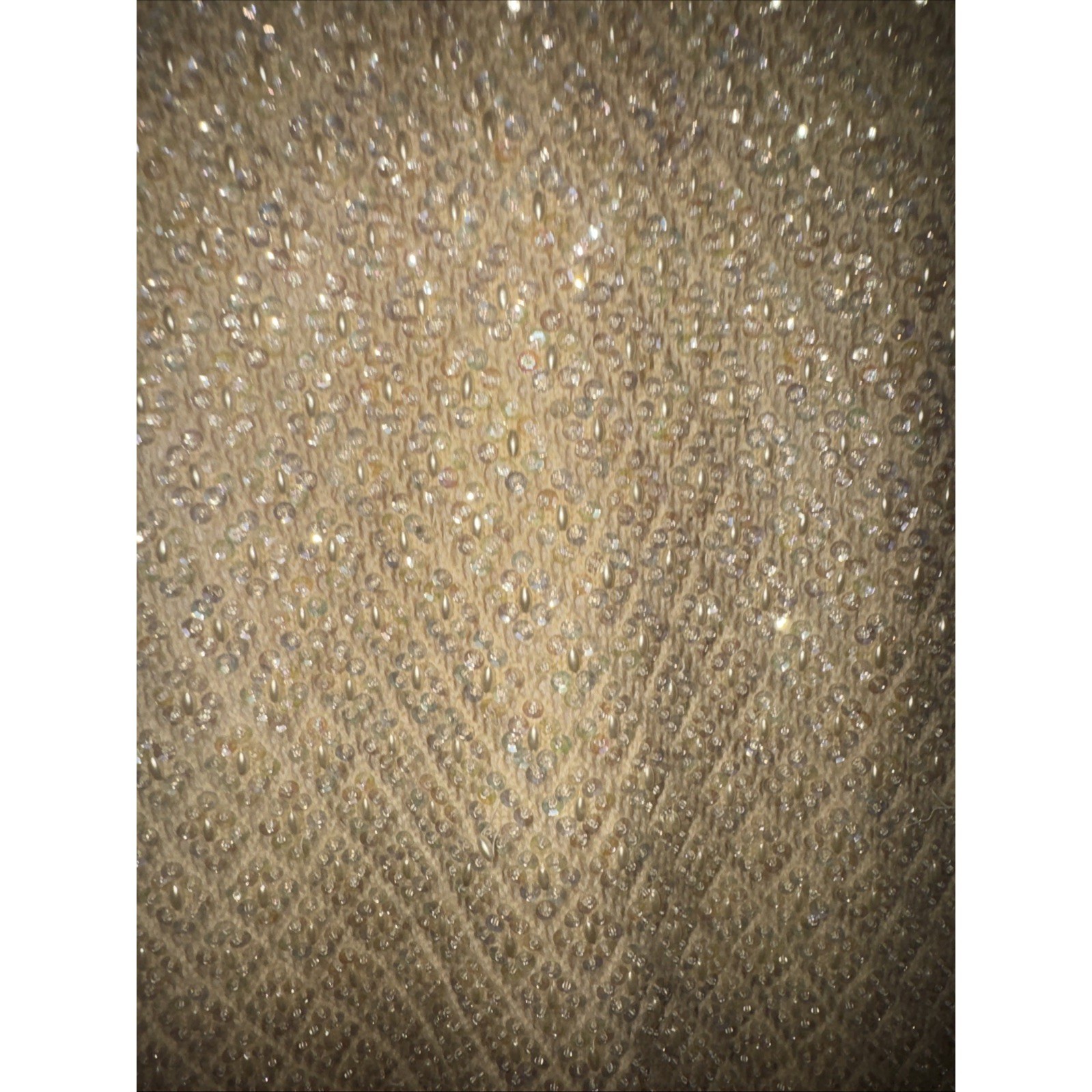 Vintage Beaded Sequin Knit Tank Top Cream Champagne Pearl Fringe Shell L